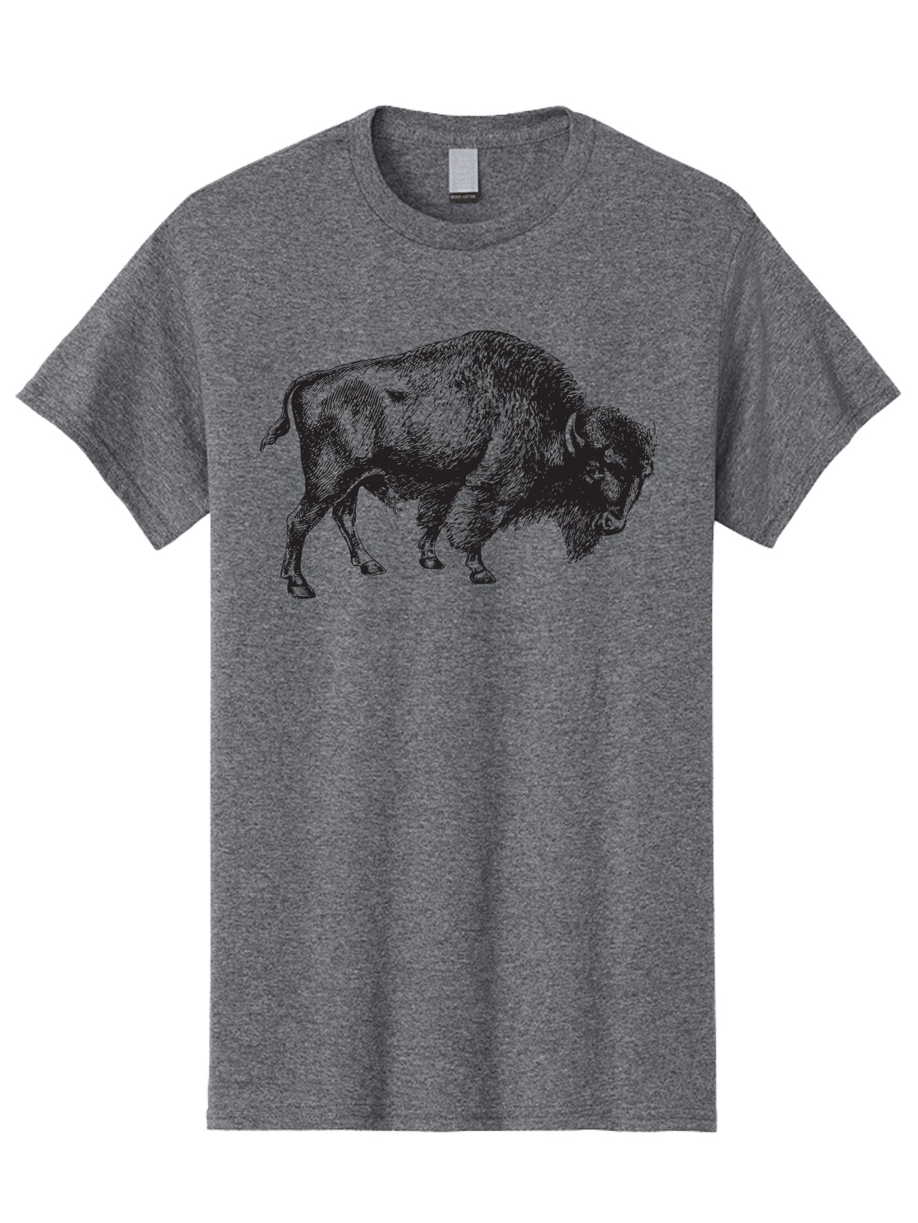Bison Men'S Graphic Tee, 100% Cotton, Comfortable Casual Summer Wear, Machine Washable, Bison, Wildlife Illustration, American Bison, Wild Animal Art, Majestic Creature, Nature Graphic, Furry Mammal, Bovid Species Aad852