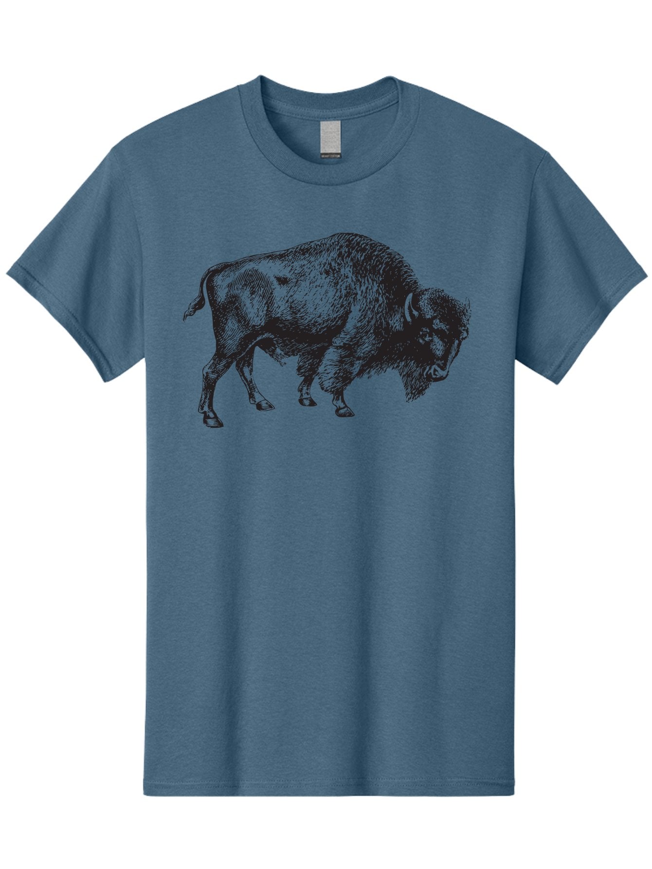 Bison Men'S Graphic Tee, 100% Cotton, Comfortable Casual Summer Wear, Machine Washable, Bison, Wildlife Illustration, American Bison, Wild Animal Art, Majestic Creature, Nature Graphic, Furry Mammal, Bovid Species Aad852 12
