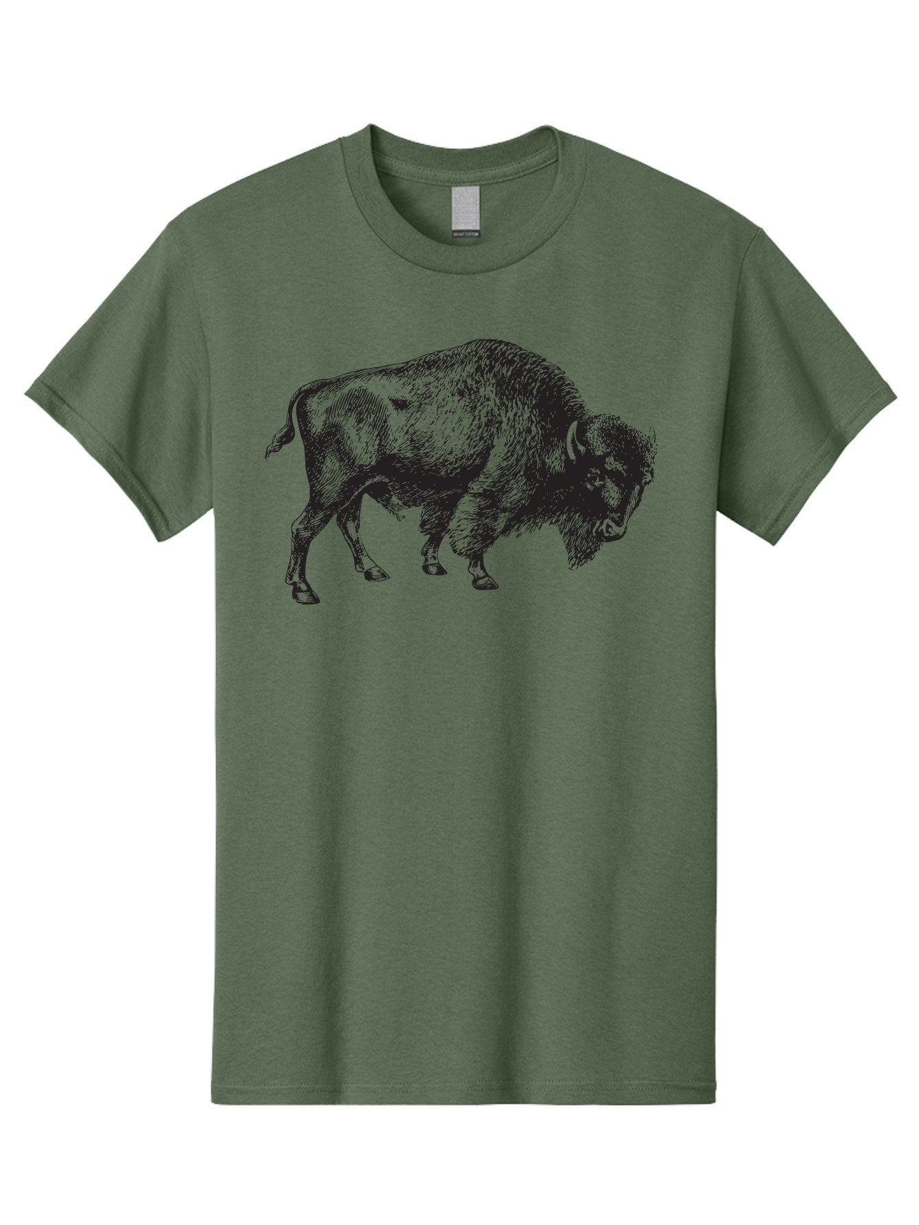 Bison Men'S Graphic Tee, 100% Cotton, Comfortable Casual Summer Wear, Machine Washable, Bison, Wildlife Illustration, American Bison, Wild Animal Art, Majestic Creature, Nature Graphic, Furry Mammal, Bovid Species Aad852
