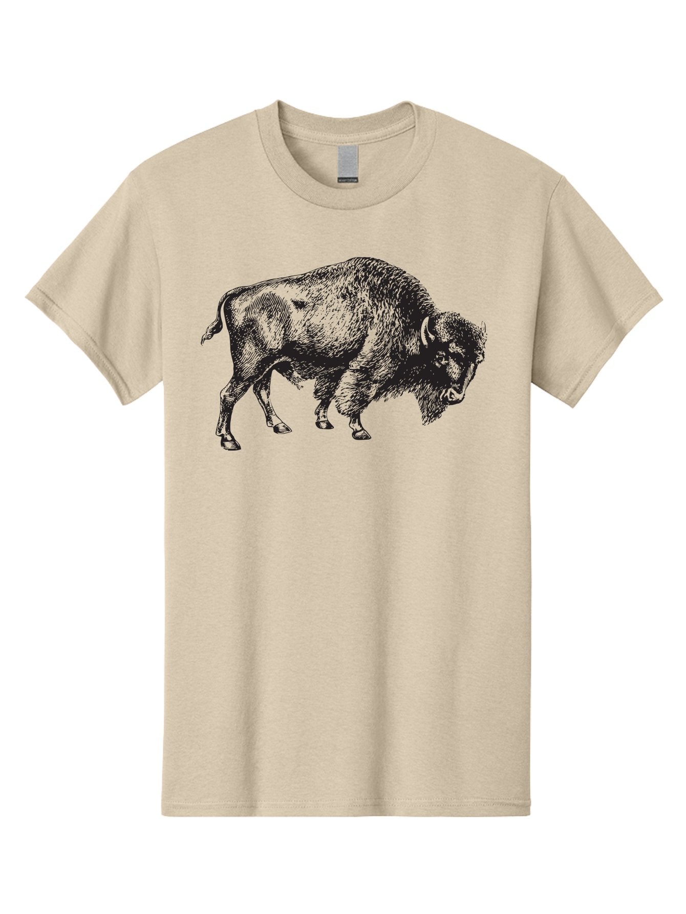 Bison Men'S Graphic Tee, 100% Cotton, Comfortable Casual Summer Wear, Machine Washable, Bison, Wildlife Illustration, American Bison, Wild Animal Art, Majestic Creature, Nature Graphic, Furry Mammal, Bovid Species Aad852 7