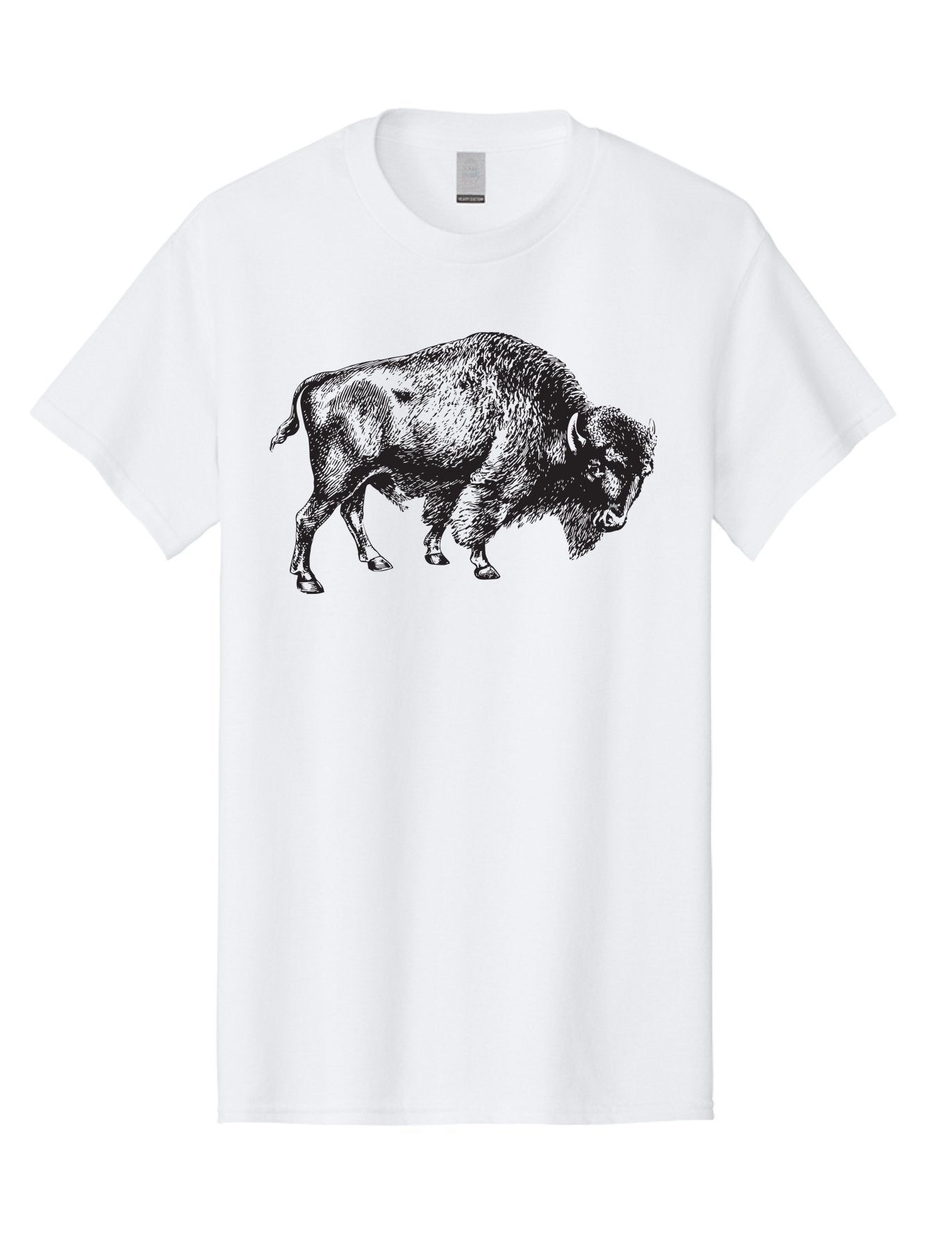 Bison Men'S Graphic Tee, 100% Cotton, Comfortable Casual Summer Wear, Machine Washable, Bison, Wildlife Illustration, American Bison, Wild Animal Art, Majestic Creature, Nature Graphic, Furry Mammal, Bovid Species Aad852 5