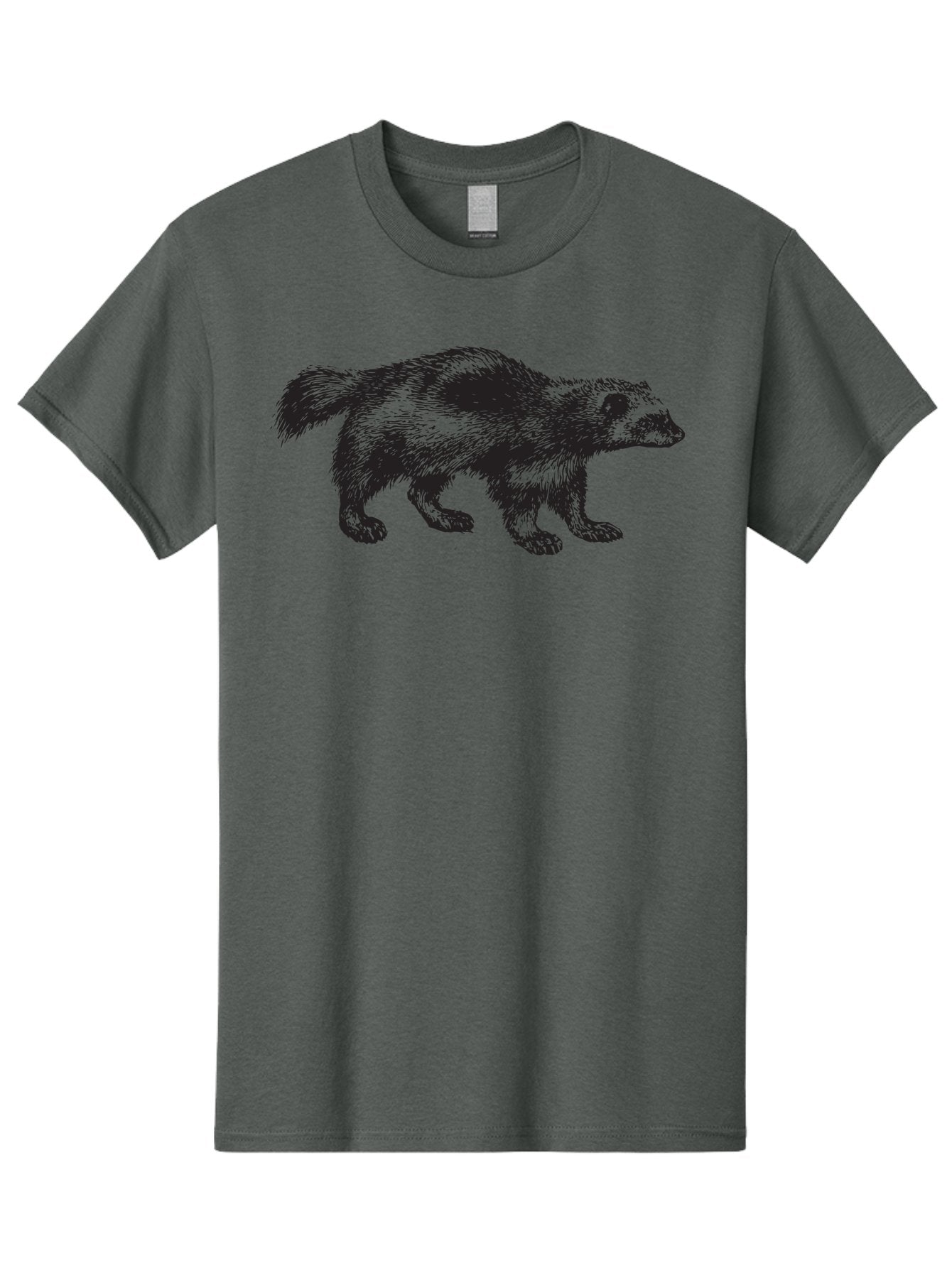 Black-Badger Men'S Graphic Tee, 100% Cotton, Comfortable Casual Summer Wear, Machine Washable, Badger Illustration, Animal Art, Wildlife Graphic, Stylized Mammal, Furry Creature, Monochrome Design, Bold Lines, Rugged Texture, Wildlife Symbol Aad853 9