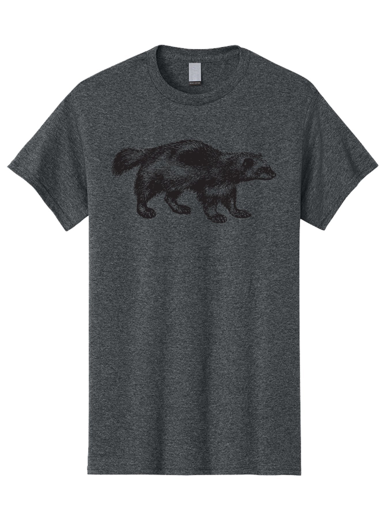 Black-Badger Men'S Graphic Tee, 100% Cotton, Comfortable Casual Summer Wear, Machine Washable, Badger Illustration, Animal Art, Wildlife Graphic, Stylized Mammal, Furry Creature, Monochrome Design, Bold Lines, Rugged Texture, Wildlife Symbol Aad853 6