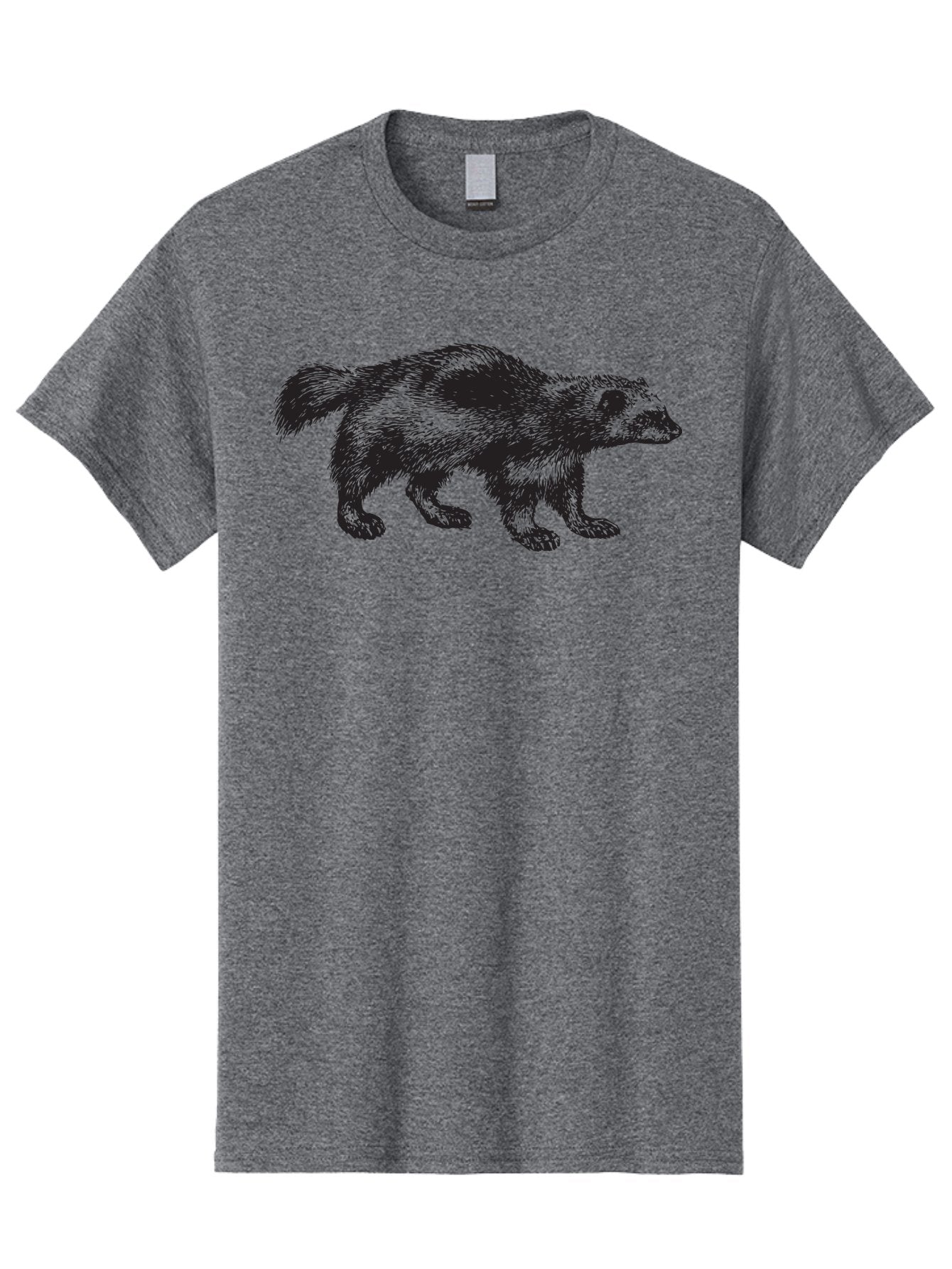Black-Badger Men'S Graphic Tee, 100% Cotton, Comfortable Casual Summer Wear, Machine Washable, Badger Illustration, Animal Art, Wildlife Graphic, Stylized Mammal, Furry Creature, Monochrome Design, Bold Lines, Rugged Texture, Wildlife Symbol Aad853 11