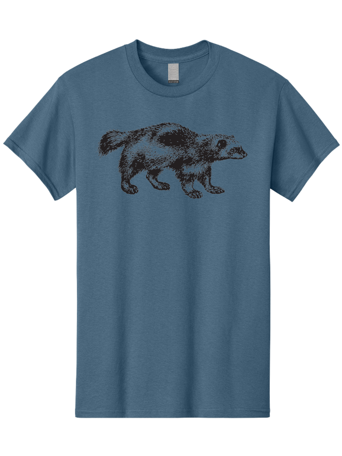 Black-Badger Men'S Graphic Tee, 100% Cotton, Comfortable Casual Summer Wear, Machine Washable, Badger Illustration, Animal Art, Wildlife Graphic, Stylized Mammal, Furry Creature, Monochrome Design, Bold Lines, Rugged Texture, Wildlife Symbol Aad853 15
