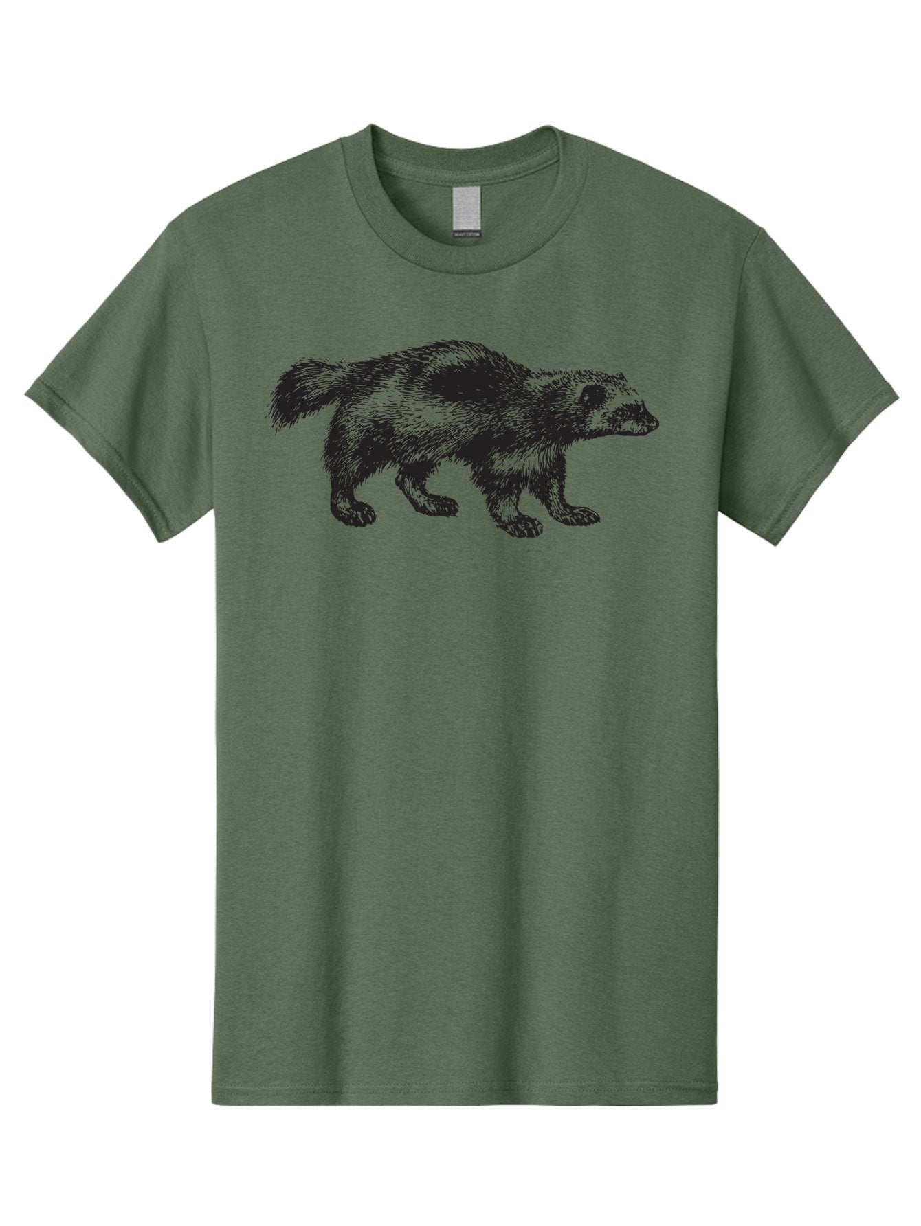 Black-Badger Men'S Graphic Tee, 100% Cotton, Comfortable Casual Summer Wear, Machine Washable, Badger Illustration, Animal Art, Wildlife Graphic, Stylized Mammal, Furry Creature, Monochrome Design, Bold Lines, Rugged Texture, Wildlife Symbol Aad853 15