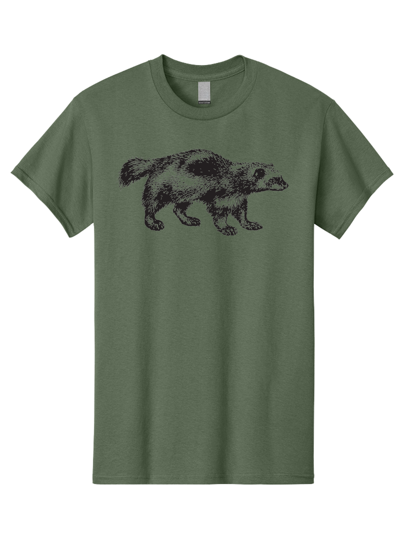 Black-Badger Men'S Graphic Tee, 100% Cotton, Comfortable Casual Summer Wear, Machine Washable, Badger Illustration, Animal Art, Wildlife Graphic, Stylized Mammal, Furry Creature, Monochrome Design, Bold Lines, Rugged Texture, Wildlife Symbol Aad853