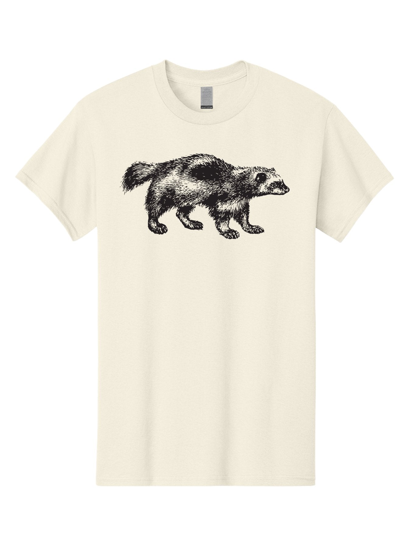 Black-Badger Men'S Graphic Tee, 100% Cotton, Comfortable Casual Summer Wear, Machine Washable, Badger Illustration, Animal Art, Wildlife Graphic, Stylized Mammal, Furry Creature, Monochrome Design, Bold Lines, Rugged Texture, Wildlife Symbol Aad853 14