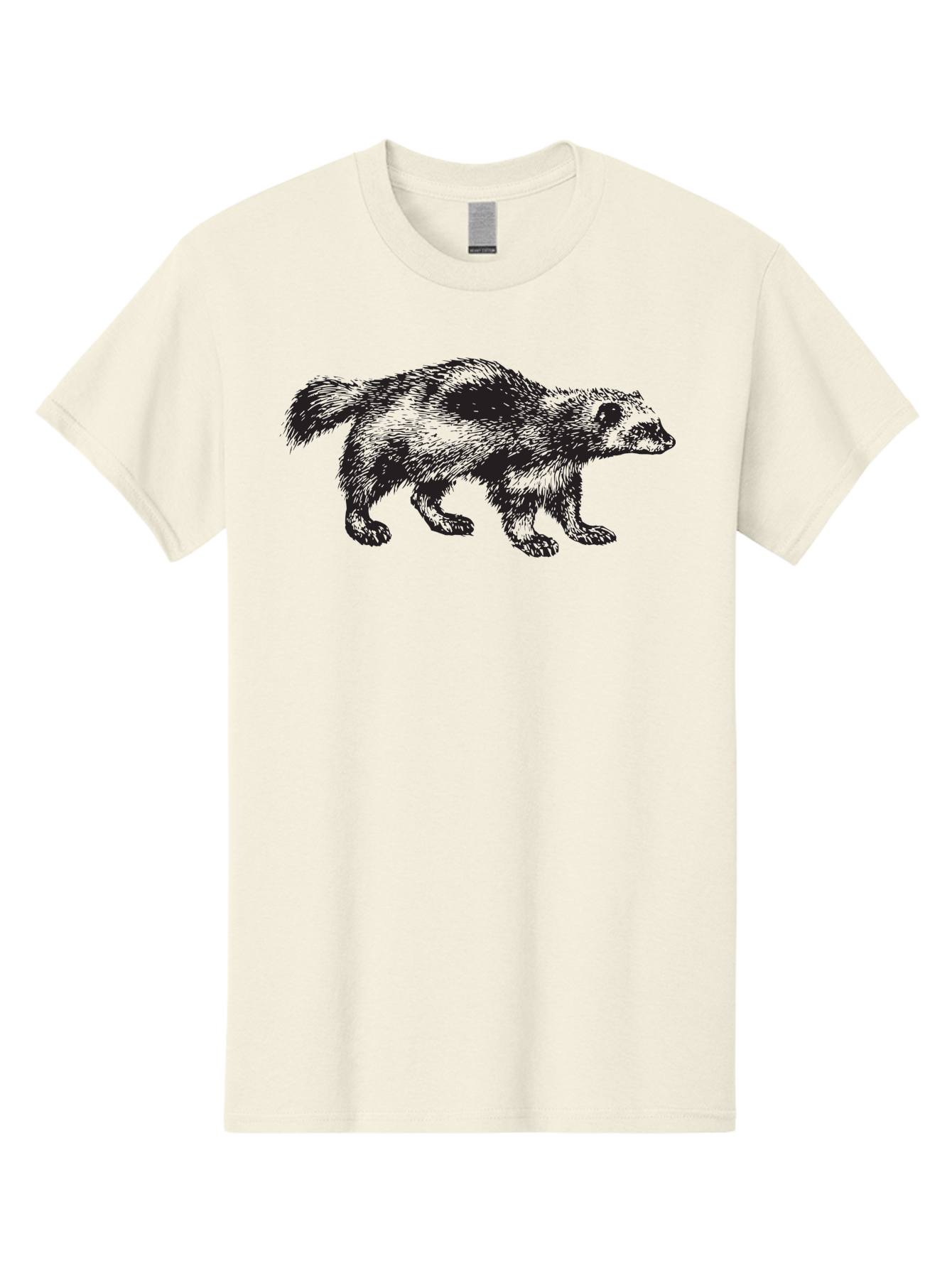 Black-Badger Men'S Graphic Tee, 100% Cotton, Comfortable Casual Summer Wear, Machine Washable, Badger Illustration, Animal Art, Wildlife Graphic, Stylized Mammal, Furry Creature, Monochrome Design, Bold Lines, Rugged Texture, Wildlife Symbol Aad853 3