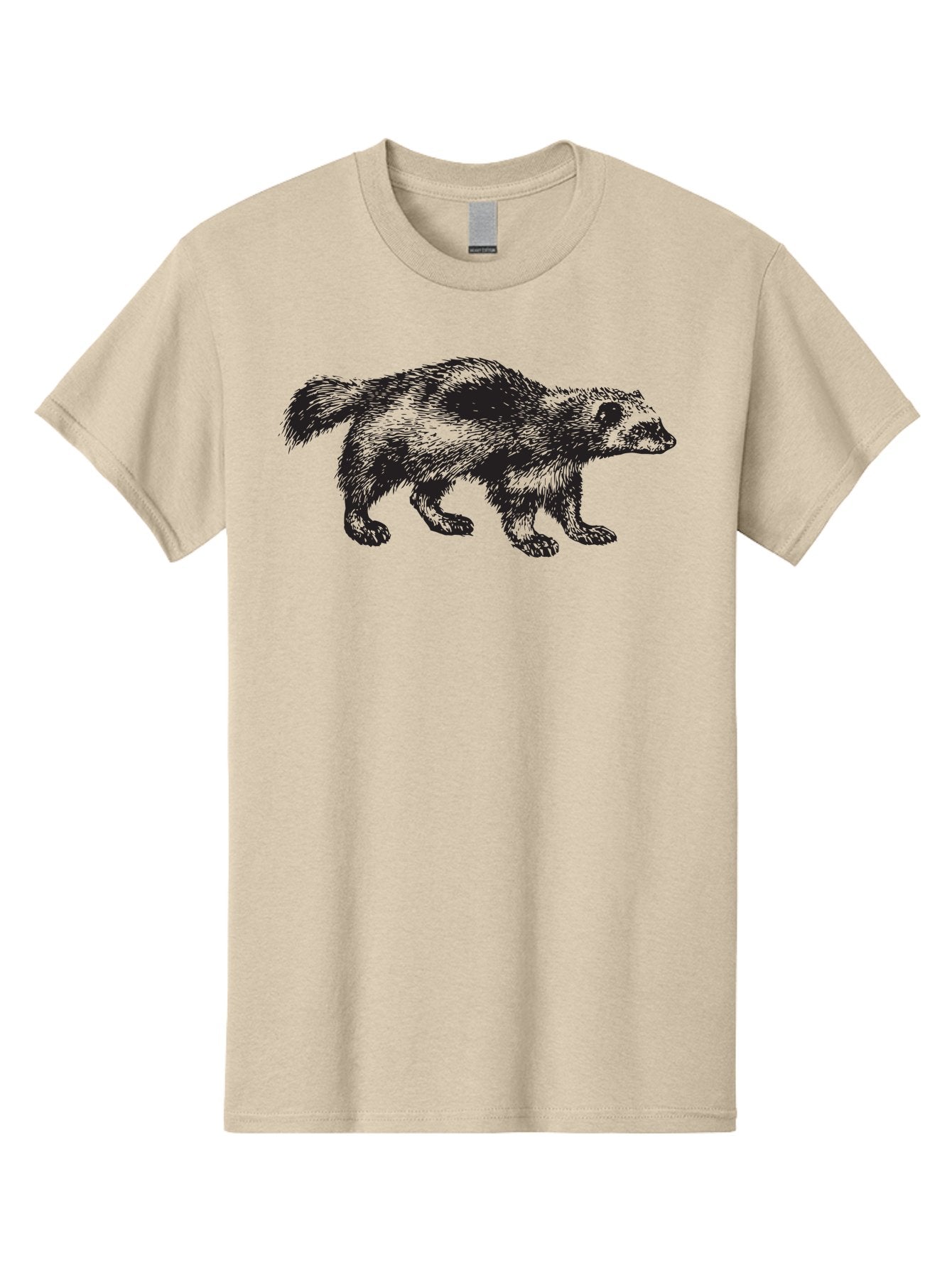Black-Badger Men'S Graphic Tee, 100% Cotton, Comfortable Casual Summer Wear, Machine Washable, Badger Illustration, Animal Art, Wildlife Graphic, Stylized Mammal, Furry Creature, Monochrome Design, Bold Lines, Rugged Texture, Wildlife Symbol Aad853 10