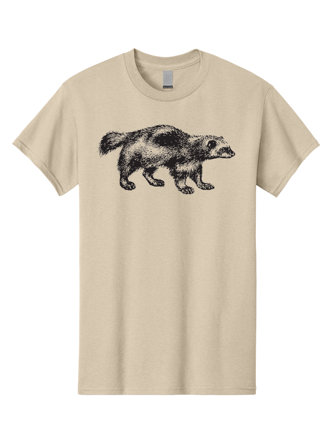 Black-Badger Men'S Graphic Tee, 100% Cotton, Comfortable Casual Summer Wear, Machine Washable, Badger Illustration, Animal Art, Wildlife Graphic, Stylized Mammal, Furry Creature, Monochrome Design, Bold Lines, Rugged Texture, Wildlife Symbol Aad853 27