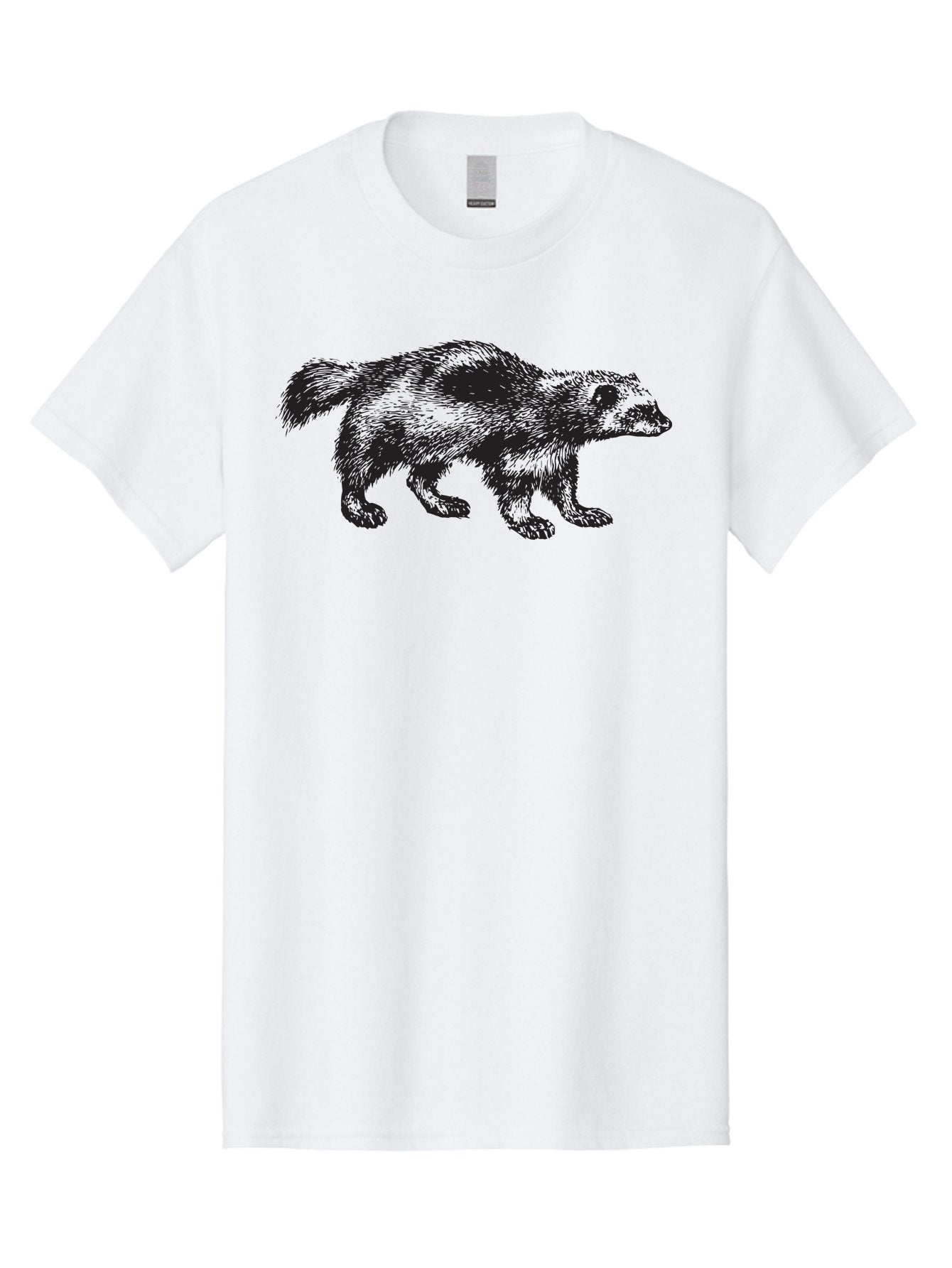 Black-Badger Men'S Graphic Tee, 100% Cotton, Comfortable Casual Summer Wear, Machine Washable, Badger Illustration, Animal Art, Wildlife Graphic, Stylized Mammal, Furry Creature, Monochrome Design, Bold Lines, Rugged Texture, Wildlife Symbol Aad853 12