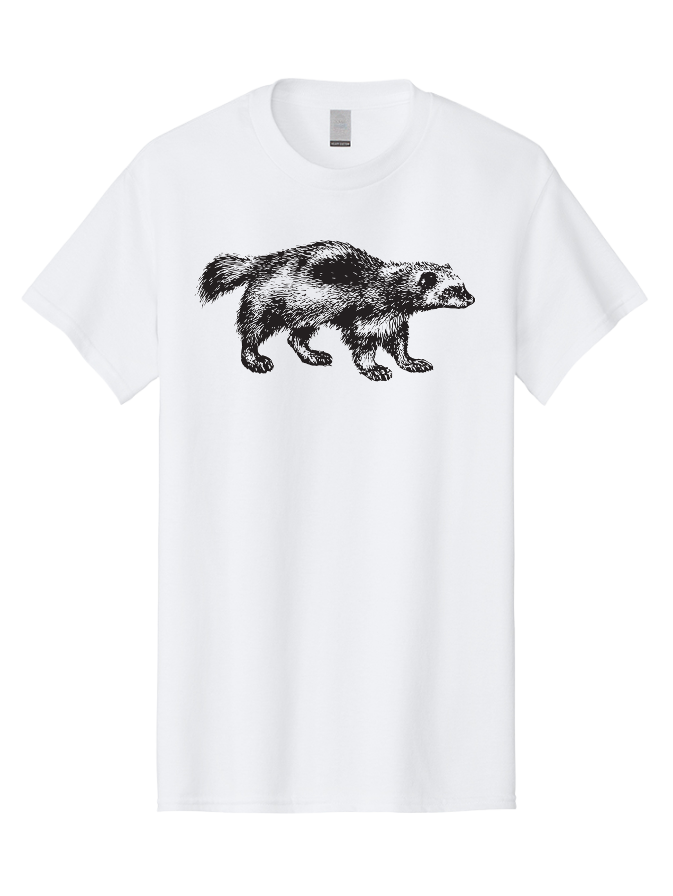 Black-Badger Men'S Graphic Tee, 100% Cotton, Comfortable Casual Summer Wear, Machine Washable, Badger Illustration, Animal Art, Wildlife Graphic, Stylized Mammal, Furry Creature, Monochrome Design, Bold Lines, Rugged Texture, Wildlife Symbol Aad853 5