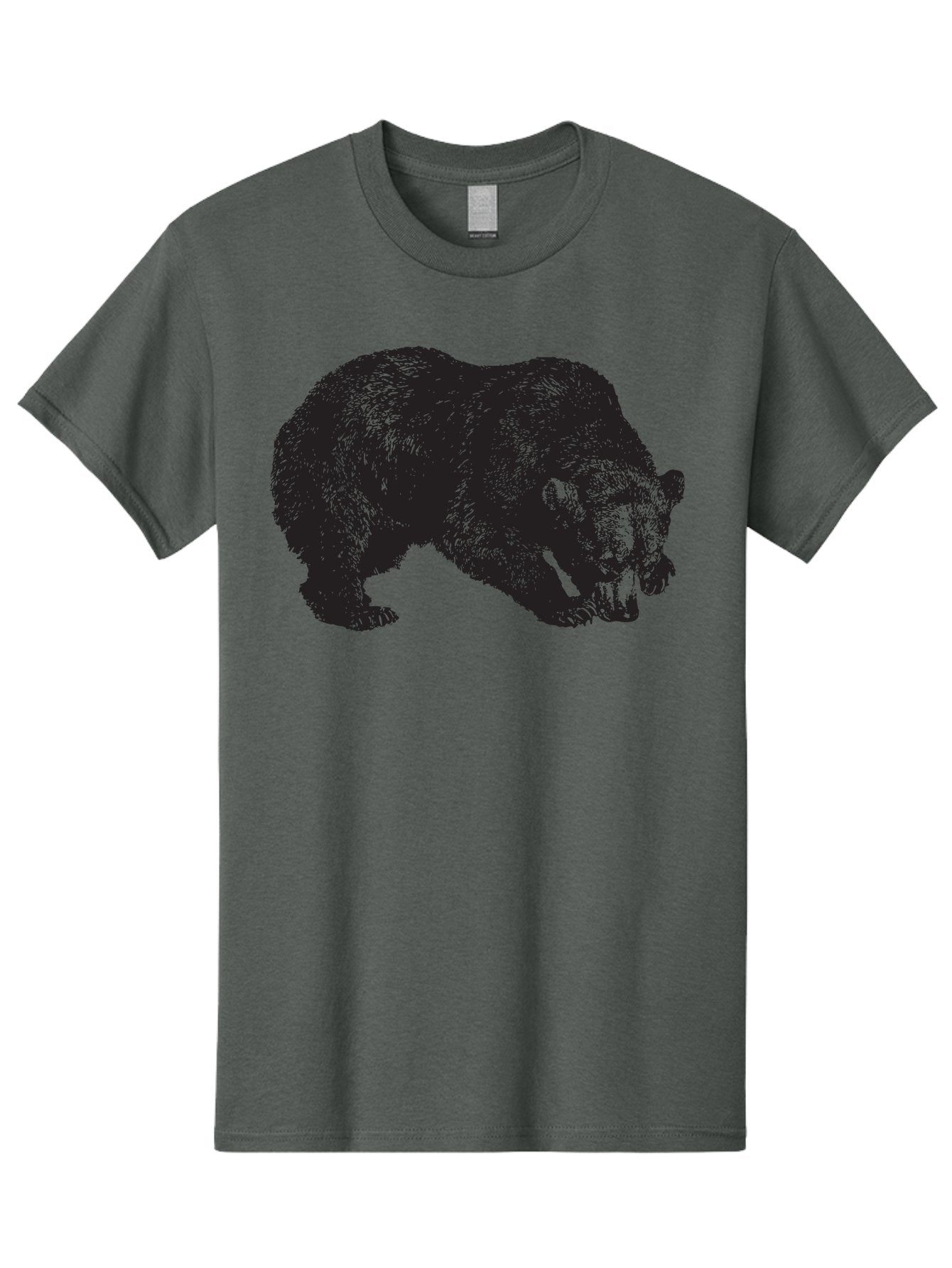 Black-Bear Men'S Graphic Tee, 100% Cotton, Comfortable Casual Summer Wear, Machine Washable, Bear Silhouette, Wildlife Illustration, Animal Artwork, Forest Creature, Majestic Animal, Wild Bear Aad854