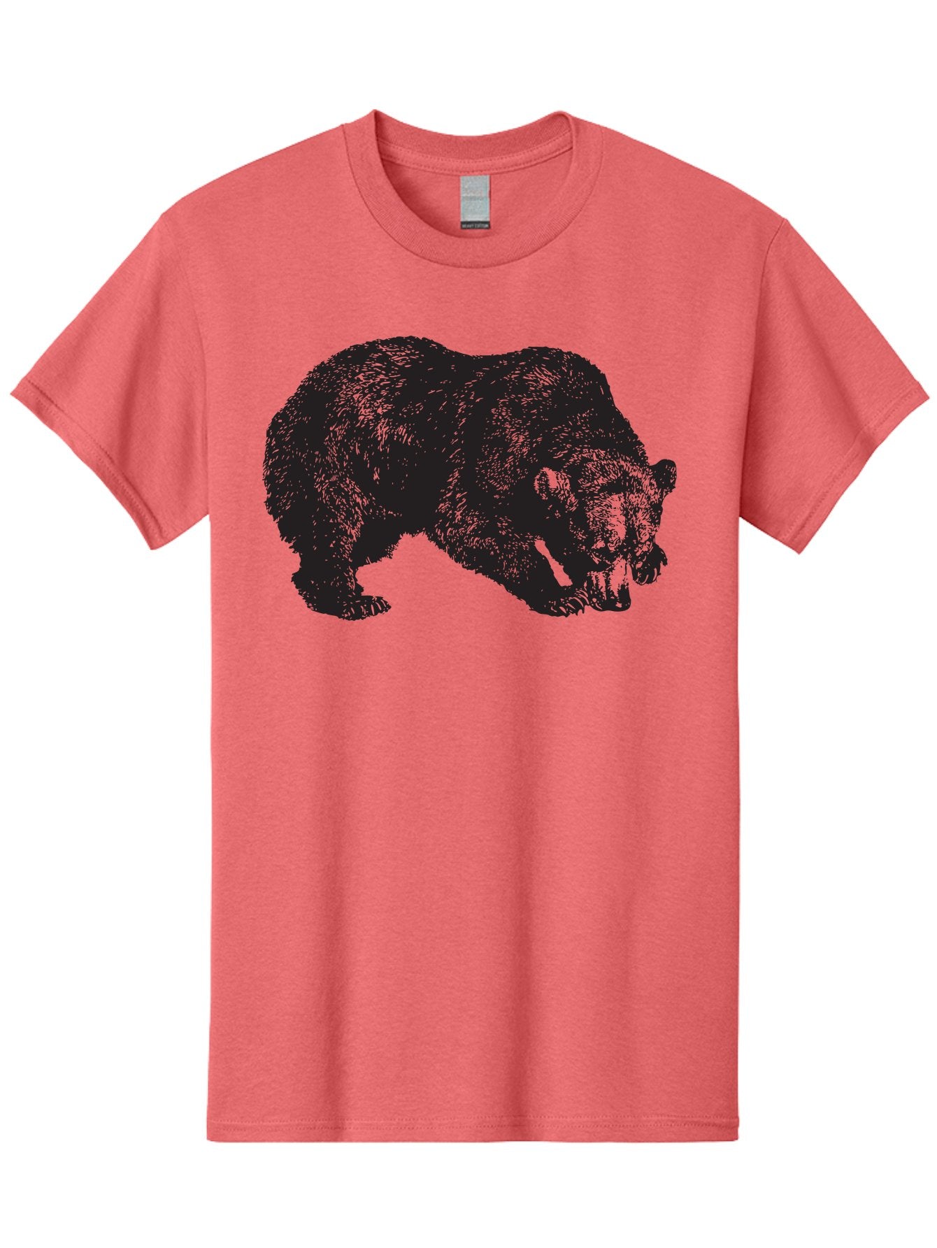 Black-Bear Men'S Graphic Tee, 100% Cotton, Comfortable Casual Summer Wear, Machine Washable, Bear Silhouette, Wildlife Illustration, Animal Artwork, Forest Creature, Majestic Animal, Wild Bear Aad854 10