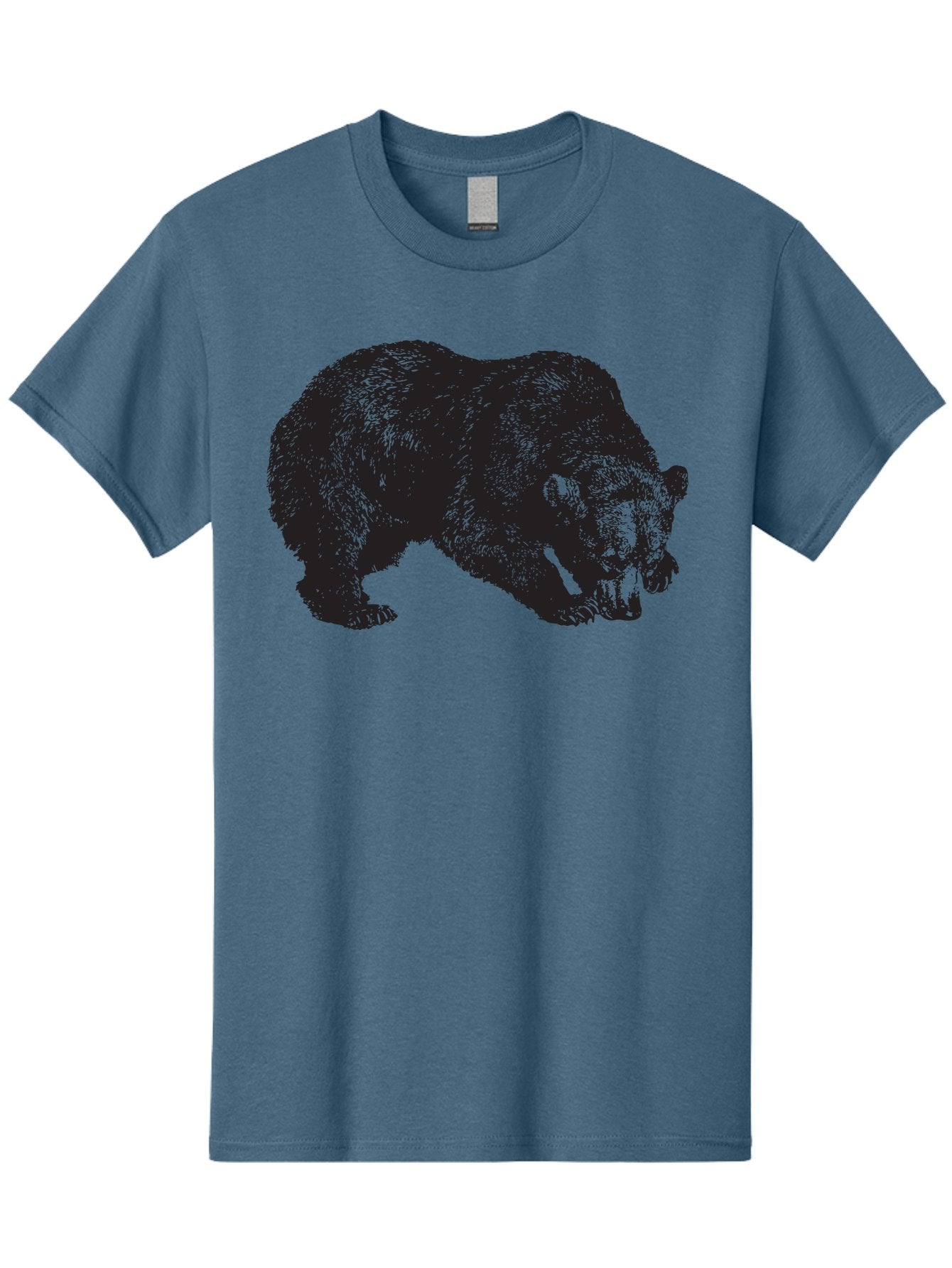 Black-Bear Men'S Graphic Tee, 100% Cotton, Comfortable Casual Summer Wear, Machine Washable, Bear Silhouette, Wildlife Illustration, Animal Artwork, Forest Creature, Majestic Animal, Wild Bear Aad854