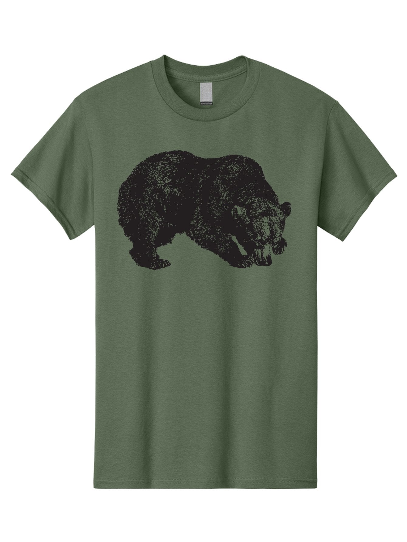 Black-Bear Men'S Graphic Tee, 100% Cotton, Comfortable Casual Summer Wear, Machine Washable, Bear Silhouette, Wildlife Illustration, Animal Artwork, Forest Creature, Majestic Animal, Wild Bear Aad854 5