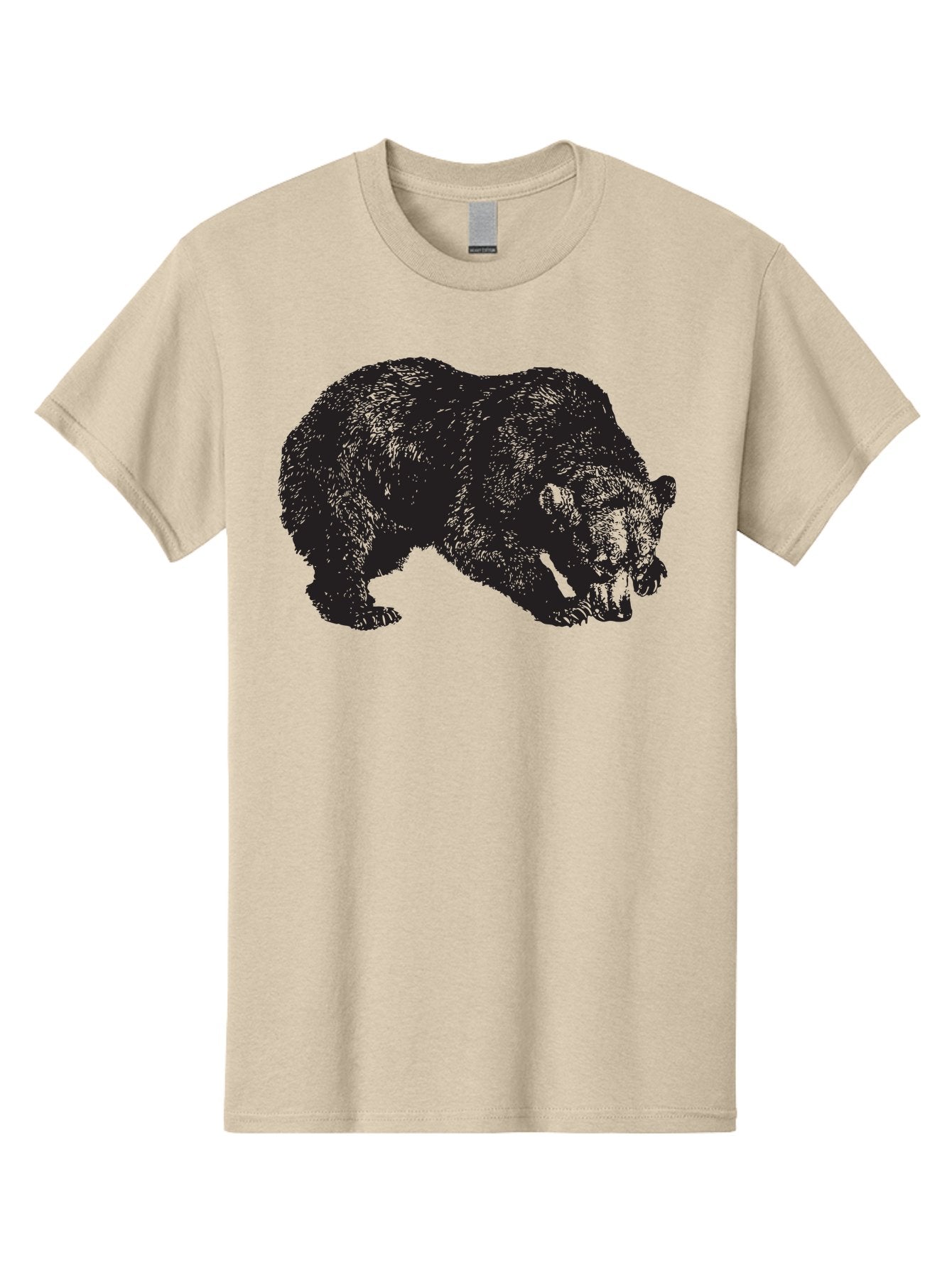 Black-Bear Men'S Graphic Tee, 100% Cotton, Comfortable Casual Summer Wear, Machine Washable, Bear Silhouette, Wildlife Illustration, Animal Artwork, Forest Creature, Majestic Animal, Wild Bear Aad854 7