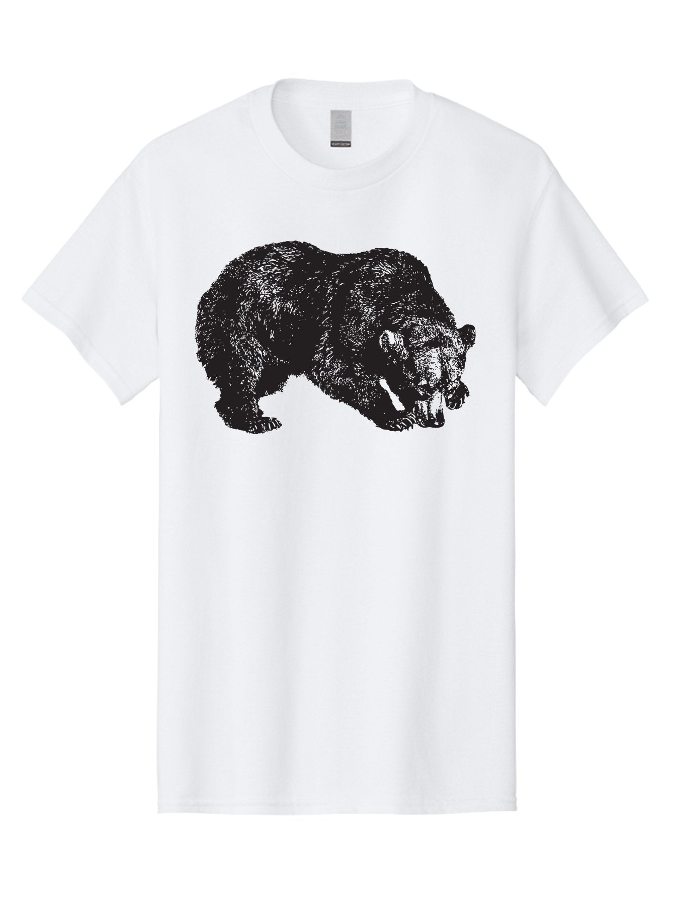 Black-Bear Men'S Graphic Tee, 100% Cotton, Comfortable Casual Summer Wear, Machine Washable, Bear Silhouette, Wildlife Illustration, Animal Artwork, Forest Creature, Majestic Animal, Wild Bear Aad854 3