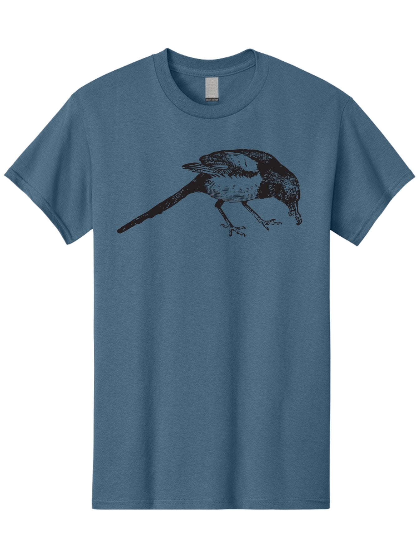 Black-Bird Men'S Graphic Tee, 100% Cotton, Comfortable Casual Summer Wear, Machine Washable, Black And White Bird, Bird In Flight, Wildlife Art, Birdwatching, Nature Lovers, Avian Illustrations, Bird'S Feathers, Detailed Drawing, Aad855 3