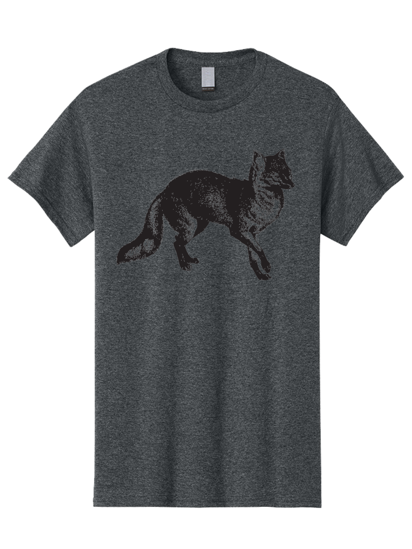 Black-Wolf Men'S Graphic Tee, 100% Cotton, Comfortable Casual Summer Wear, Machine Washable, Black Fox, Wildlife, Animal Silhouette, Nature, Wild Canines, Predators, Forest Dwellers, Black Graphic, Neon Effect Aad856 29