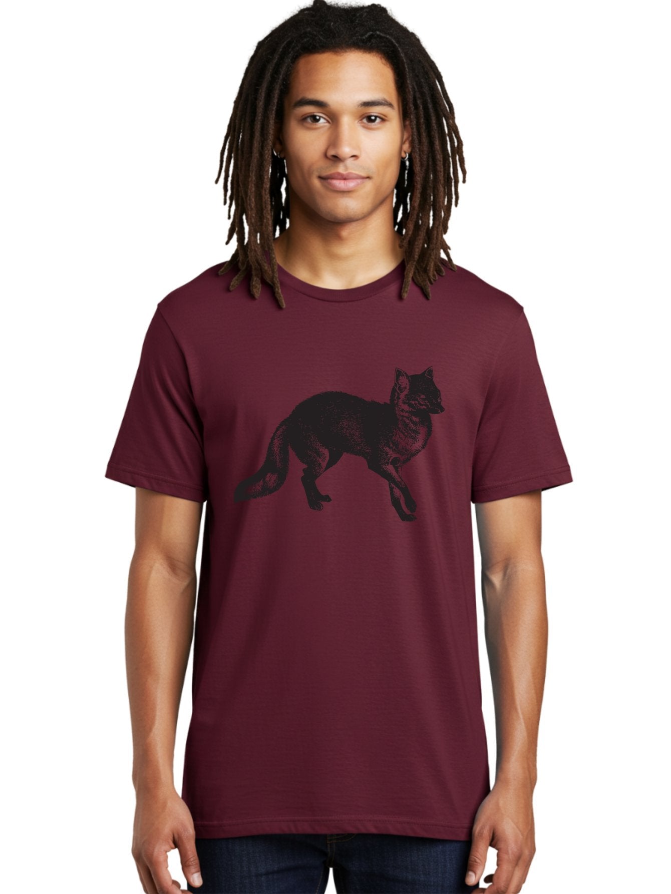 Black-Wolf Men'S Graphic Tee, 100% Cotton, Comfortable Casual Summer Wear, Machine Washable, Black Fox, Wildlife, Animal Silhouette, Nature, Wild Canines, Predators, Forest Dwellers, Black Graphic, Neon Effect Aad856 23