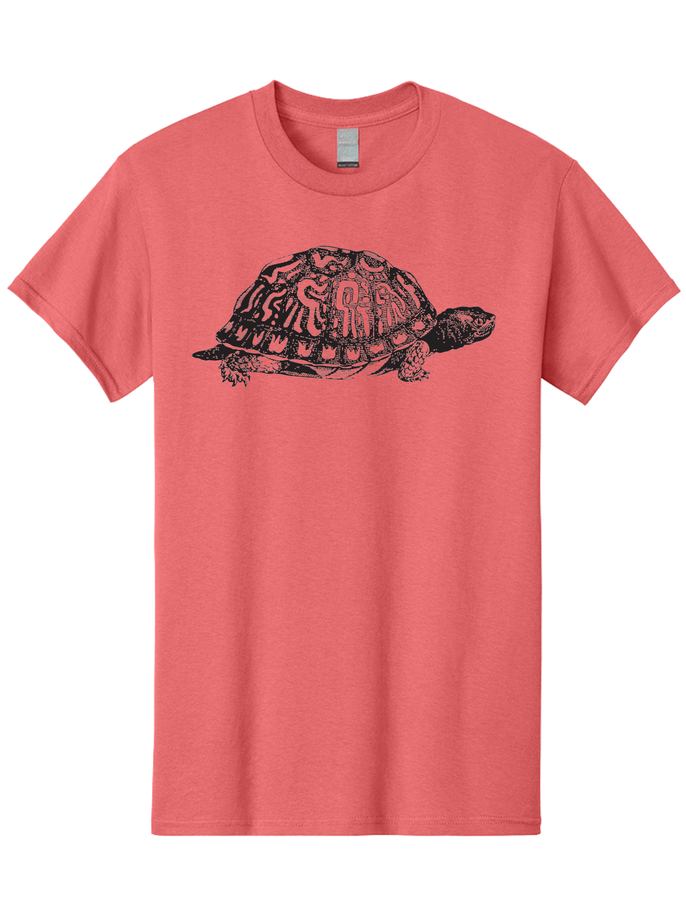 Box-Turtle Men'S Graphic Tee, 100% Cotton, Comfortable Casual Summer Wear, Machine Washable, Turtle Illustration, Reptile Art, Shell Pattern, Wildlife Graphic, Slow-Moving Creature, Nature-Inspired Design, Abstract Animal Art, Detailed Texture Aad858 23