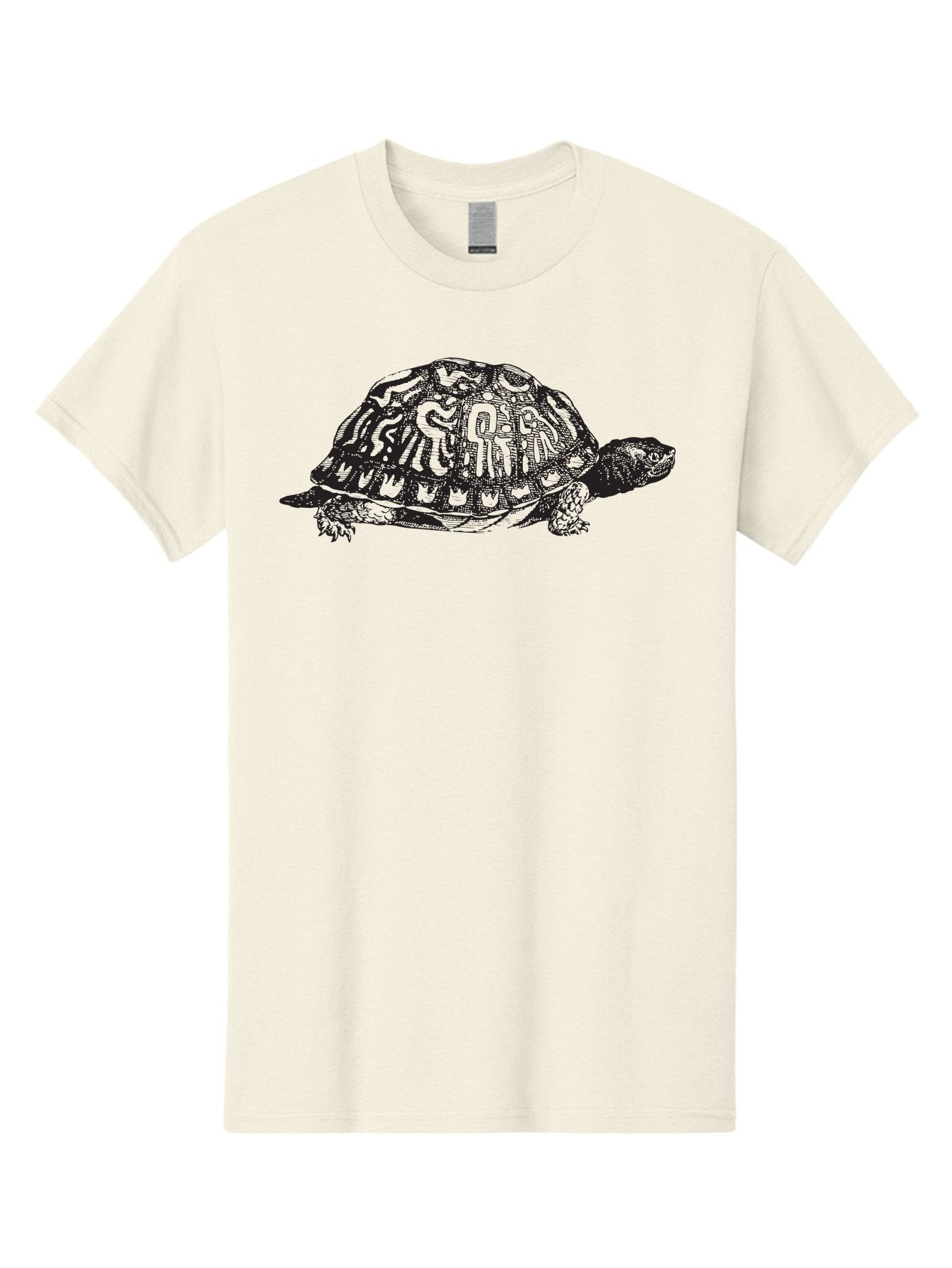 Box-Turtle Men'S Graphic Tee, 100% Cotton, Comfortable Casual Summer Wear, Machine Washable, Turtle Illustration, Reptile Art, Shell Pattern, Wildlife Graphic, Slow-Moving Creature, Nature-Inspired Design, Abstract Animal Art, Detailed Texture Aad858