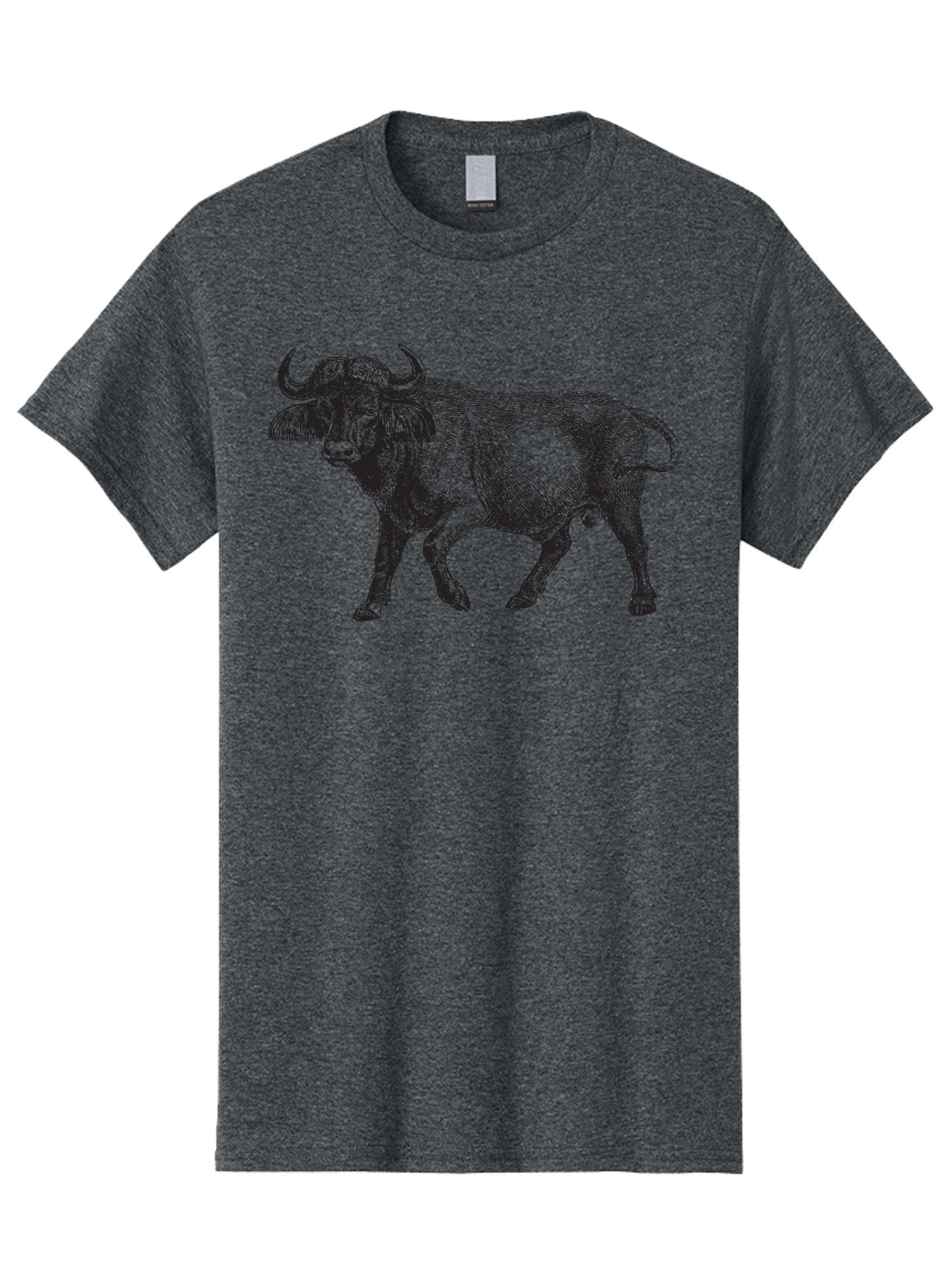 Bull-Illustration Men'S Graphic Tee, 100% Cotton, Comfortable Casual Summer Wear, Machine Washable, Wild Animal, Bovine Illustration, Majestic Horns, Grazing Mammal, Wildlife Artwork, Rustic Charm, Detailed Engraving, Farm Animal, Aad859 8