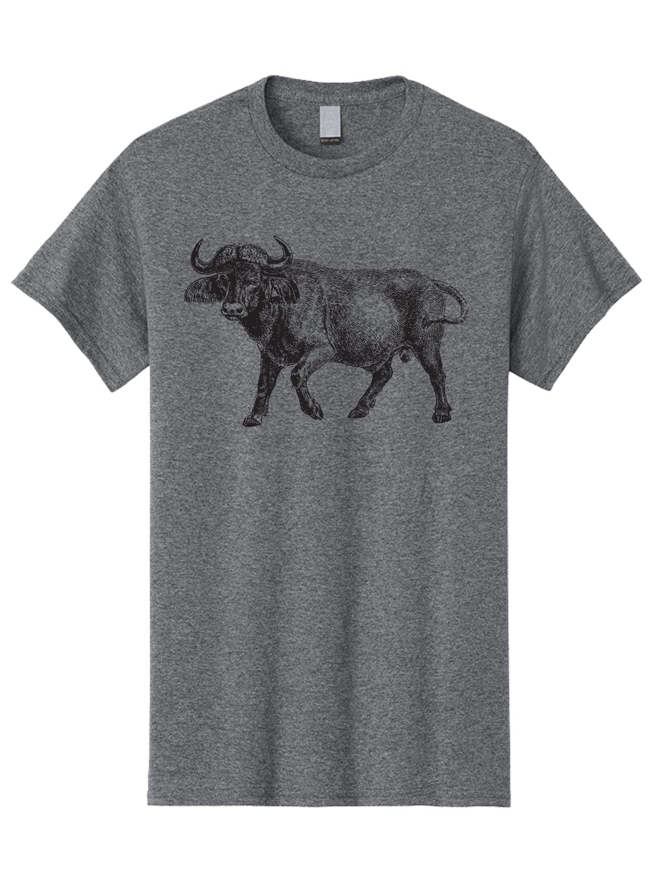 Bull-Illustration Men'S Graphic Tee, 100% Cotton, Comfortable Casual Summer Wear, Machine Washable, Wild Animal, Bovine Illustration, Majestic Horns, Grazing Mammal, Wildlife Artwork, Rustic Charm, Detailed Engraving, Farm Animal, Aad859 14