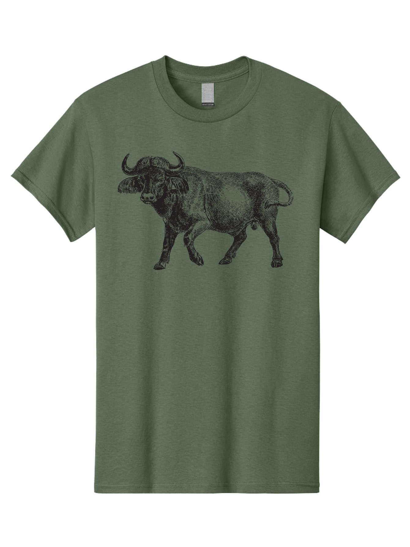 Bull-Illustration Men'S Graphic Tee, 100% Cotton, Comfortable Casual Summer Wear, Machine Washable, Wild Animal, Bovine Illustration, Majestic Horns, Grazing Mammal, Wildlife Artwork, Rustic Charm, Detailed Engraving, Farm Animal, Aad859 13