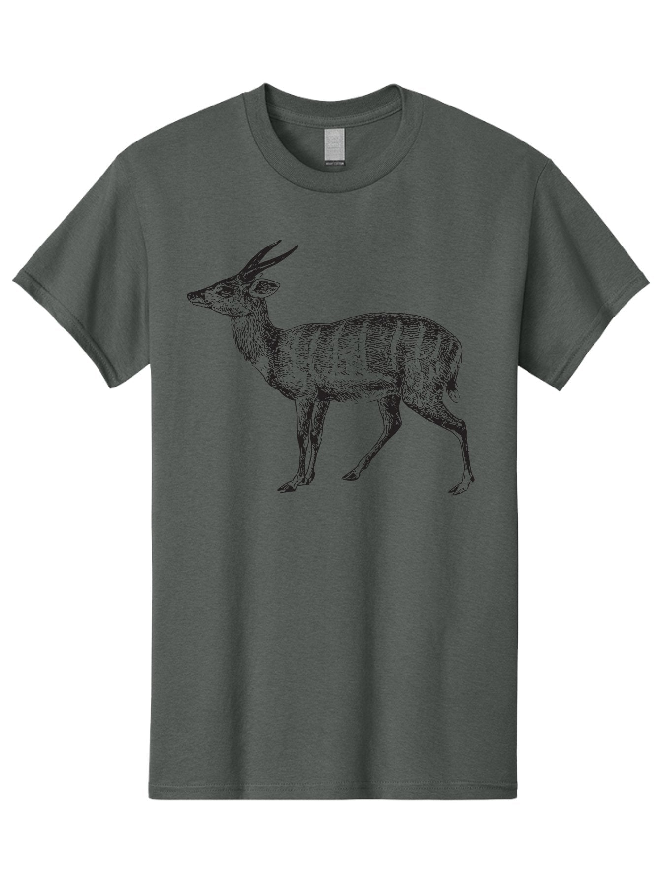 Bushbuck-Sketch Men'S Graphic Tee, 100% Cotton, Comfortable Casual Summer Wear, Machine Washable, Illustration Of A Deer, Animal Art, Wildlife, Forest Creature, Horned Mammal, Nature-Inspired Design, Graphic Illustration, Sketch Art Aad860