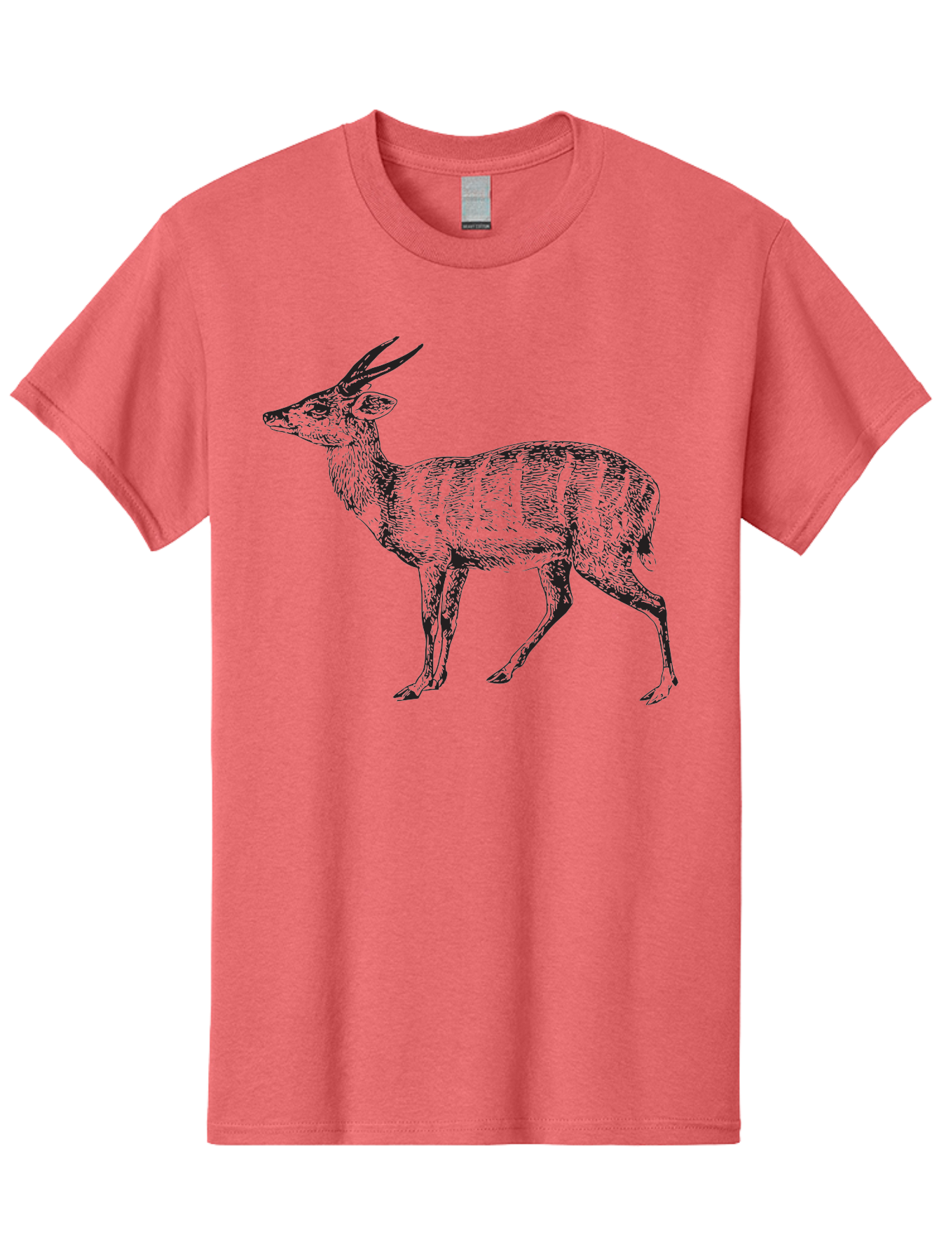 Bushbuck-Sketch Men'S Graphic Tee, 100% Cotton, Comfortable Casual Summer Wear, Machine Washable, Illustration Of A Deer, Animal Art, Wildlife, Forest Creature, Horned Mammal, Nature-Inspired Design, Graphic Illustration, Sketch Art Aad860 3