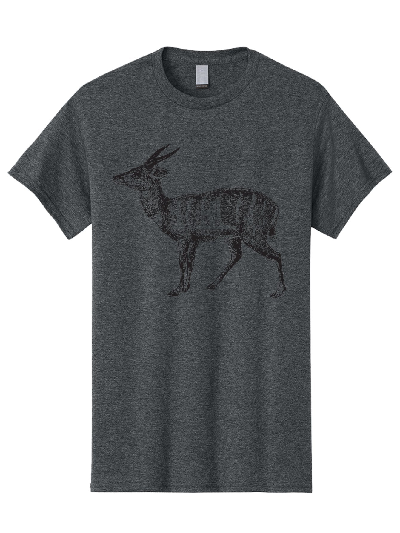 Bushbuck-Sketch Men'S Graphic Tee, 100% Cotton, Comfortable Casual Summer Wear, Machine Washable, Illustration Of A Deer, Animal Art, Wildlife, Forest Creature, Horned Mammal, Nature-Inspired Design, Graphic Illustration, Sketch Art Aad860 7