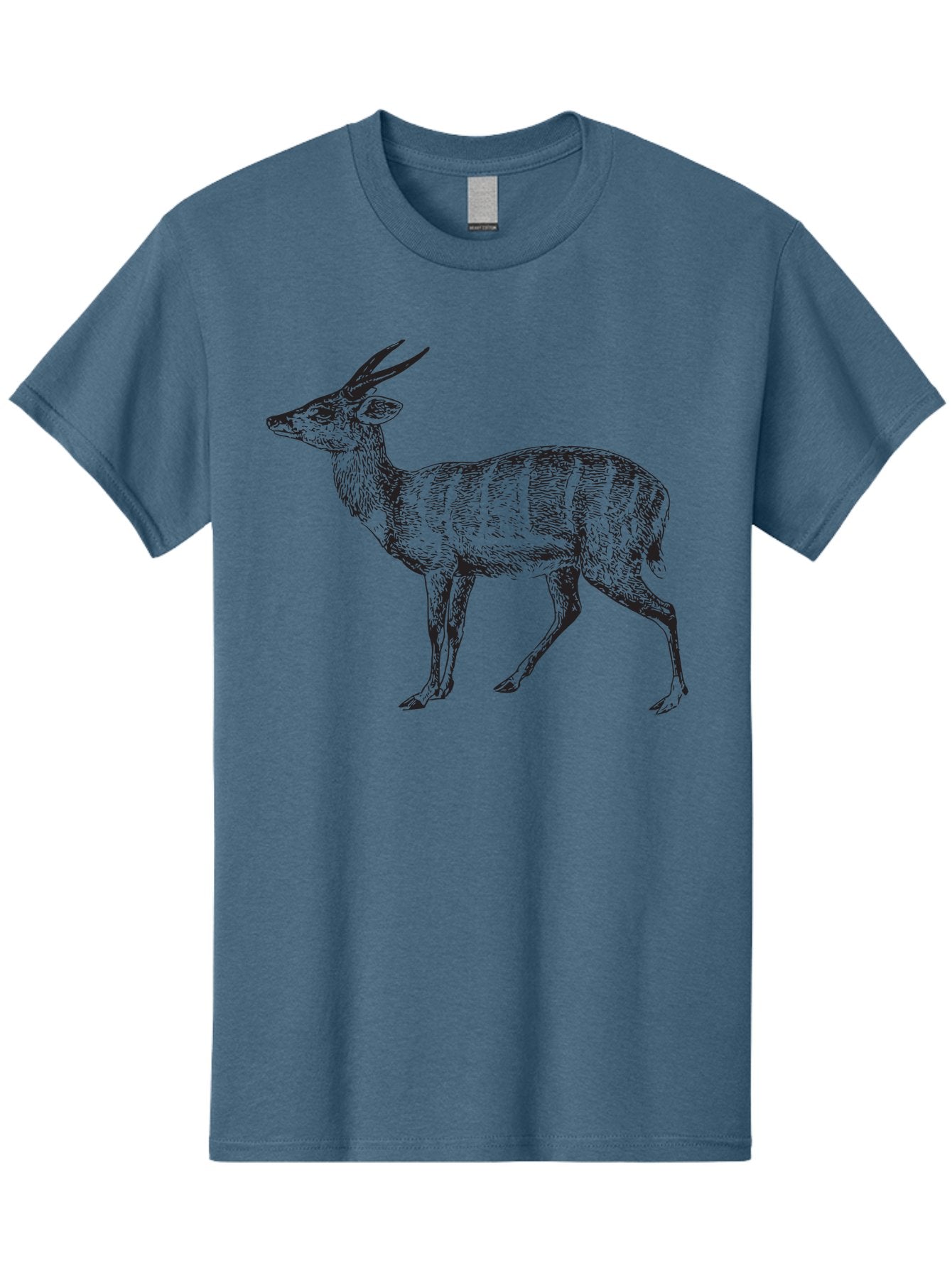 Bushbuck-Sketch Men'S Graphic Tee, 100% Cotton, Comfortable Casual Summer Wear, Machine Washable, Illustration Of A Deer, Animal Art, Wildlife, Forest Creature, Horned Mammal, Nature-Inspired Design, Graphic Illustration, Sketch Art Aad860 6