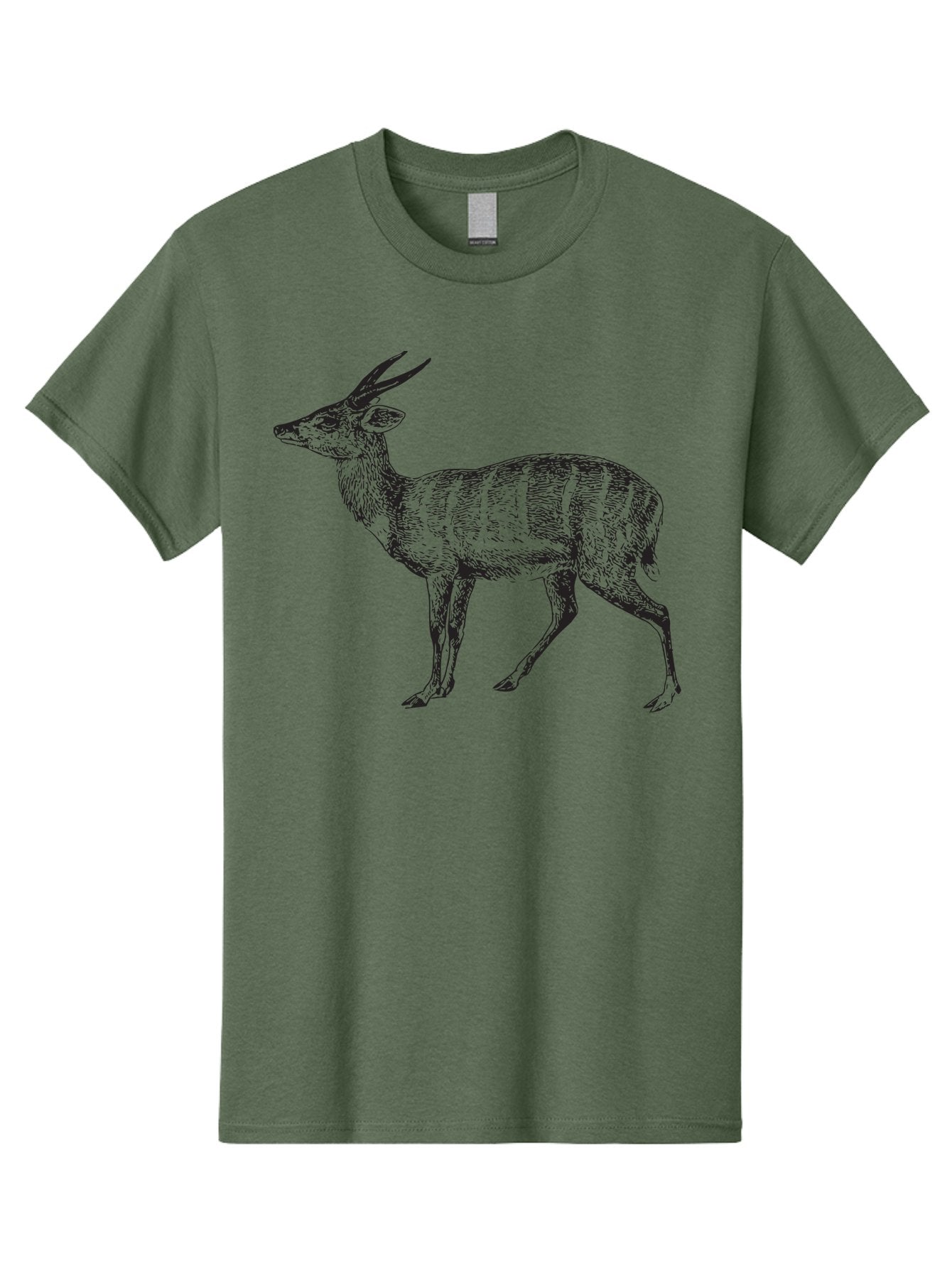 Bushbuck-Sketch Men'S Graphic Tee, 100% Cotton, Comfortable Casual Summer Wear, Machine Washable, Illustration Of A Deer, Animal Art, Wildlife, Forest Creature, Horned Mammal, Nature-Inspired Design, Graphic Illustration, Sketch Art Aad860 12