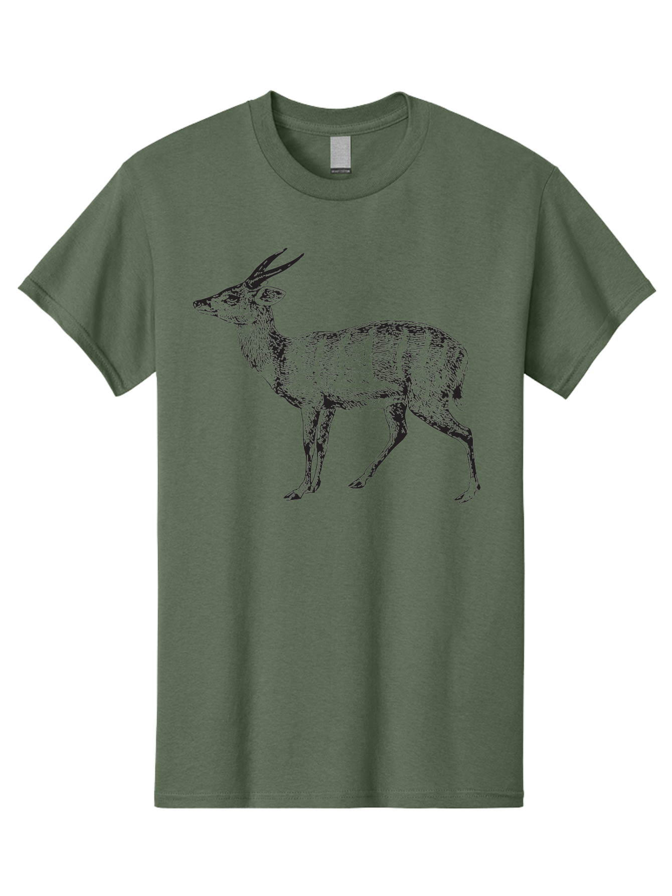 Bushbuck-Sketch Men'S Graphic Tee, 100% Cotton, Comfortable Casual Summer Wear, Machine Washable, Illustration Of A Deer, Animal Art, Wildlife, Forest Creature, Horned Mammal, Nature-Inspired Design, Graphic Illustration, Sketch Art Aad860 5