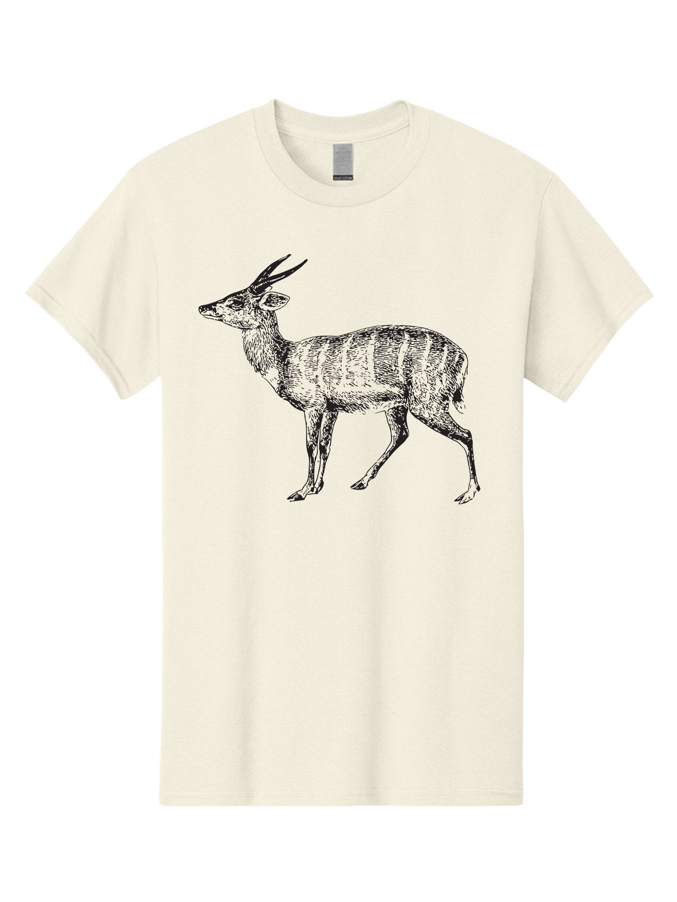 Bushbuck-Sketch Men'S Graphic Tee, 100% Cotton, Comfortable Casual Summer Wear, Machine Washable, Illustration Of A Deer, Animal Art, Wildlife, Forest Creature, Horned Mammal, Nature-Inspired Design, Graphic Illustration, Sketch Art Aad860 8