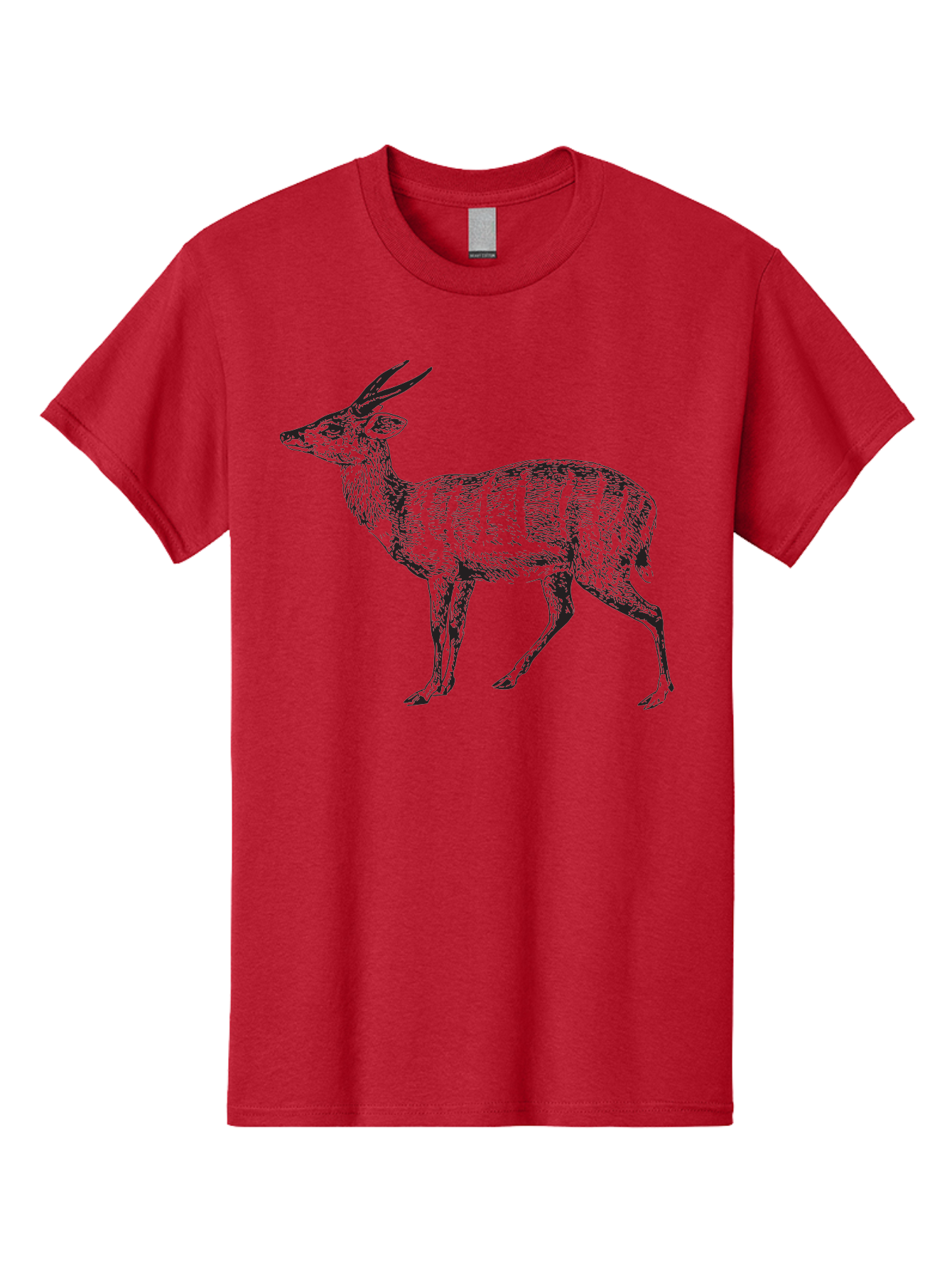 Bushbuck-Sketch Men'S Graphic Tee, 100% Cotton, Comfortable Casual Summer Wear, Machine Washable, Illustration Of A Deer, Animal Art, Wildlife, Forest Creature, Horned Mammal, Nature-Inspired Design, Graphic Illustration, Sketch Art Aad860 7