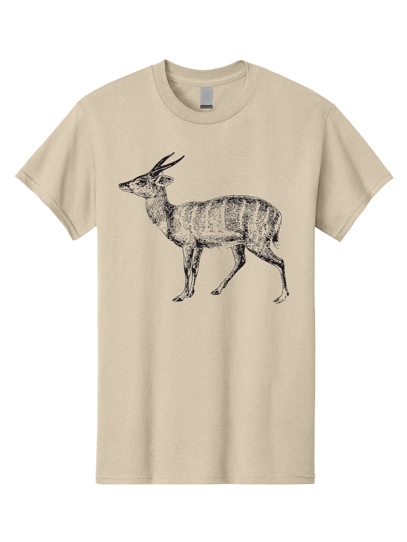 Bushbuck-Sketch Men'S Graphic Tee, 100% Cotton, Comfortable Casual Summer Wear, Machine Washable, Illustration Of A Deer, Animal Art, Wildlife, Forest Creature, Horned Mammal, Nature-Inspired Design, Graphic Illustration, Sketch Art Aad860 17