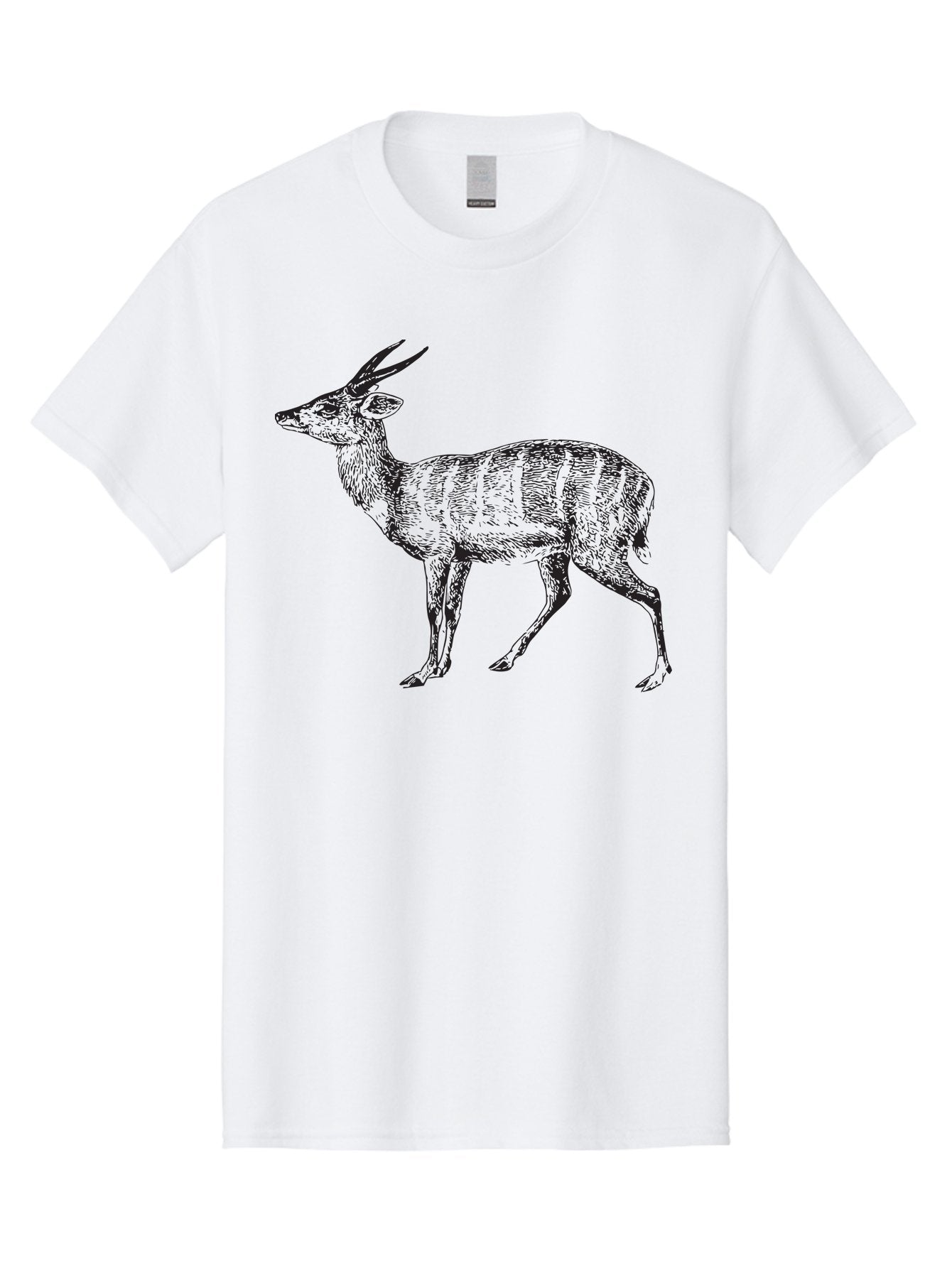 Bushbuck-Sketch Men'S Graphic Tee, 100% Cotton, Comfortable Casual Summer Wear, Machine Washable, Illustration Of A Deer, Animal Art, Wildlife, Forest Creature, Horned Mammal, Nature-Inspired Design, Graphic Illustration, Sketch Art Aad860 4