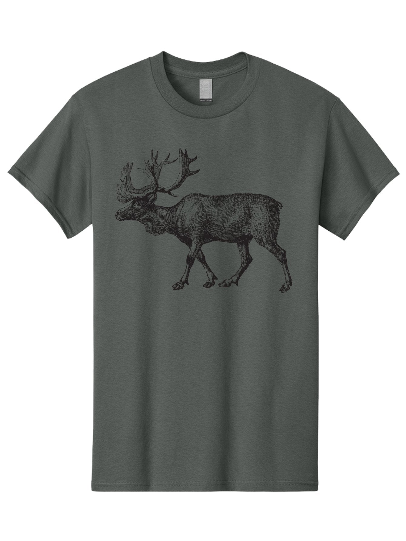Caribou Men'S Graphic Tee, 100% Cotton, Comfortable Casual Summer Wear, Machine Washable, Illustration Of A Caribou, Wildlife Art, Detailed Drawing, Antlers, Animal Portrait, Outdoor Enthusiasts, Nature Lovers, Graphic Design Aad862 9