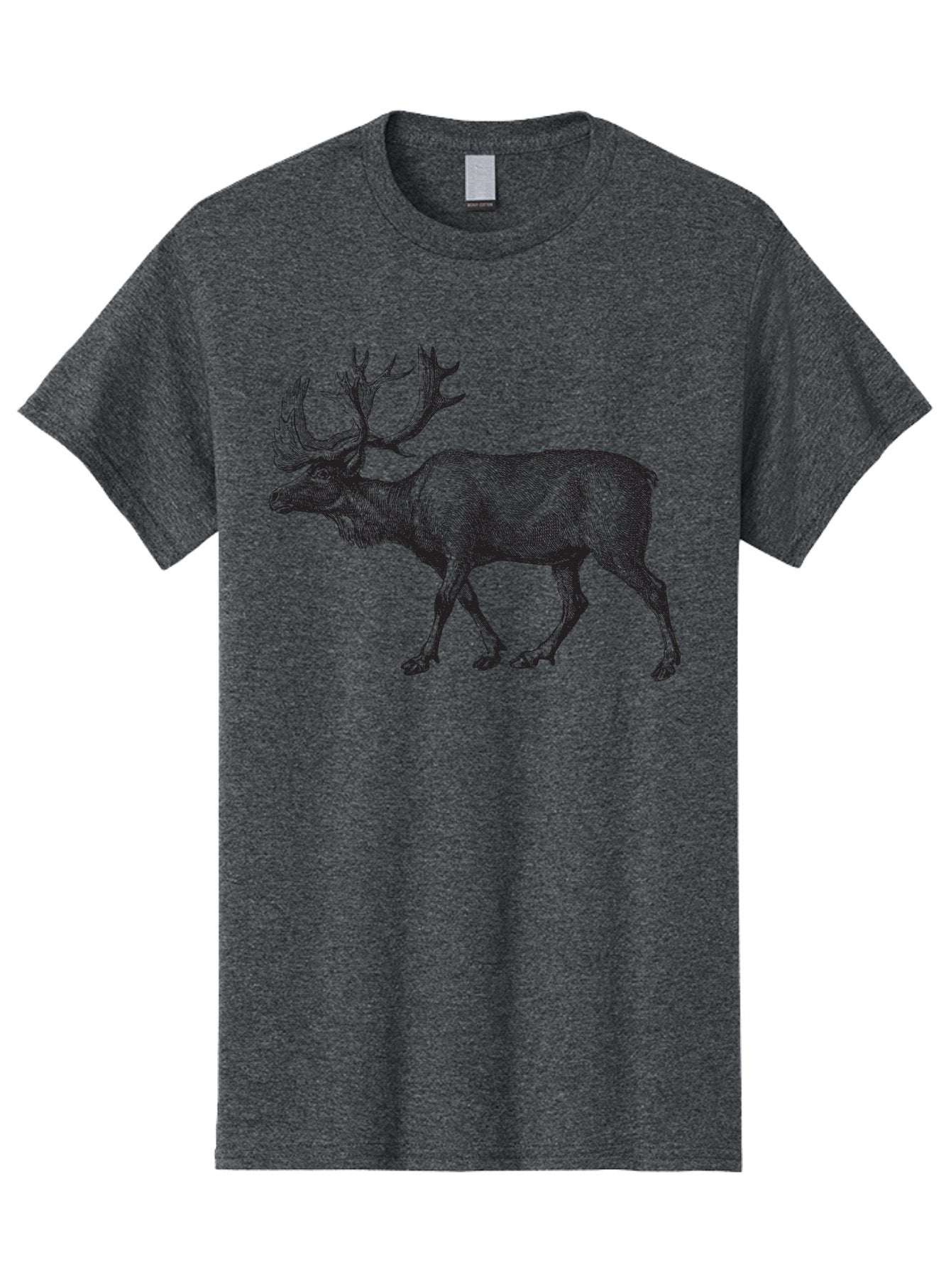 Caribou Men'S Graphic Tee, 100% Cotton, Comfortable Casual Summer Wear, Machine Washable, Illustration Of A Caribou, Wildlife Art, Detailed Drawing, Antlers, Animal Portrait, Outdoor Enthusiasts, Nature Lovers, Graphic Design Aad862 3