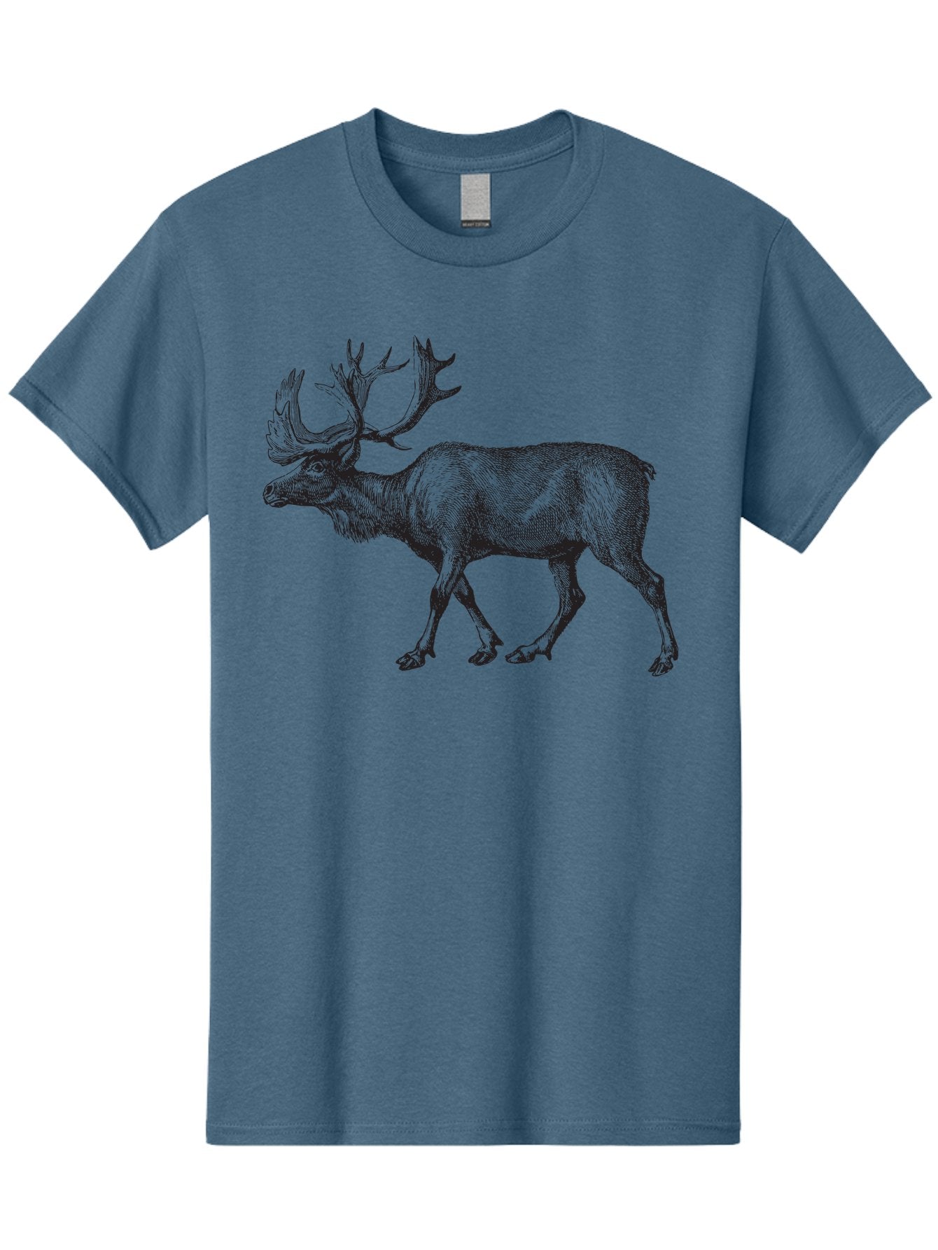 Caribou Men'S Graphic Tee, 100% Cotton, Comfortable Casual Summer Wear, Machine Washable, Illustration Of A Caribou, Wildlife Art, Detailed Drawing, Antlers, Animal Portrait, Outdoor Enthusiasts, Nature Lovers, Graphic Design Aad862 14