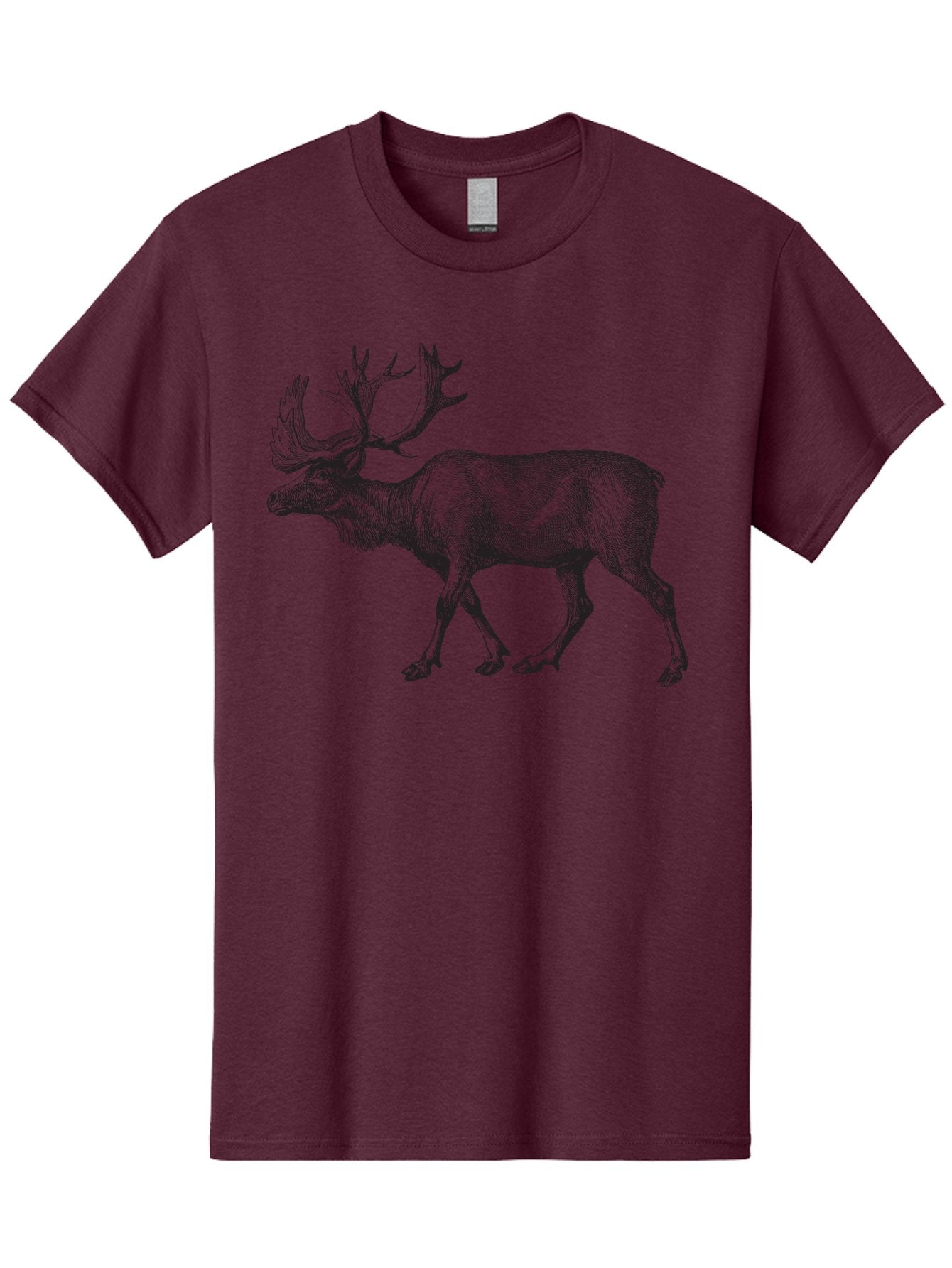 Caribou Men'S Graphic Tee, 100% Cotton, Comfortable Casual Summer Wear, Machine Washable, Illustration Of A Caribou, Wildlife Art, Detailed Drawing, Antlers, Animal Portrait, Outdoor Enthusiasts, Nature Lovers, Graphic Design Aad862 10