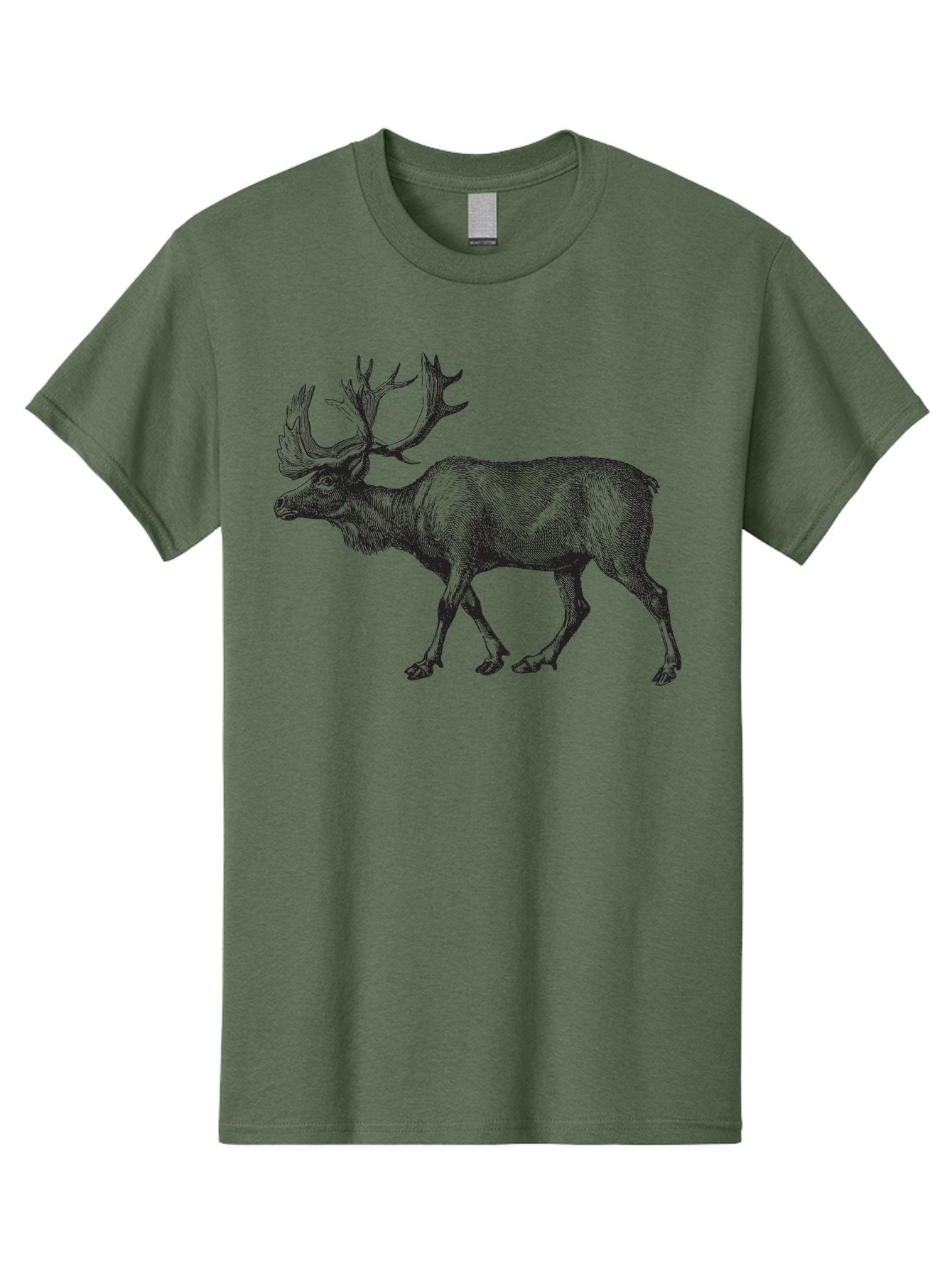 Caribou Men'S Graphic Tee, 100% Cotton, Comfortable Casual Summer Wear, Machine Washable, Illustration Of A Caribou, Wildlife Art, Detailed Drawing, Antlers, Animal Portrait, Outdoor Enthusiasts, Nature Lovers, Graphic Design Aad862 13