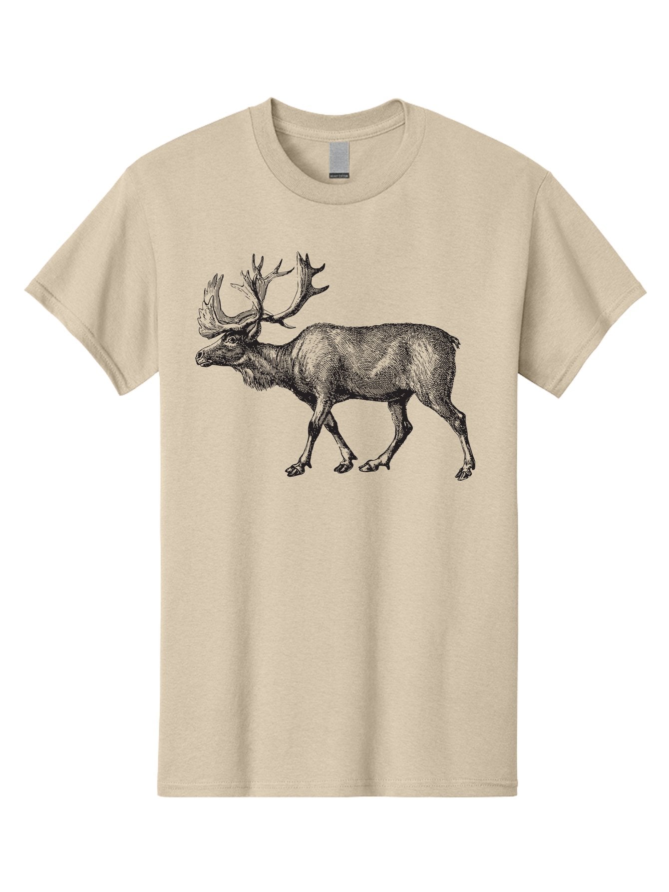 Caribou Men'S Graphic Tee, 100% Cotton, Comfortable Casual Summer Wear, Machine Washable, Illustration Of A Caribou, Wildlife Art, Detailed Drawing, Antlers, Animal Portrait, Outdoor Enthusiasts, Nature Lovers, Graphic Design Aad862 11