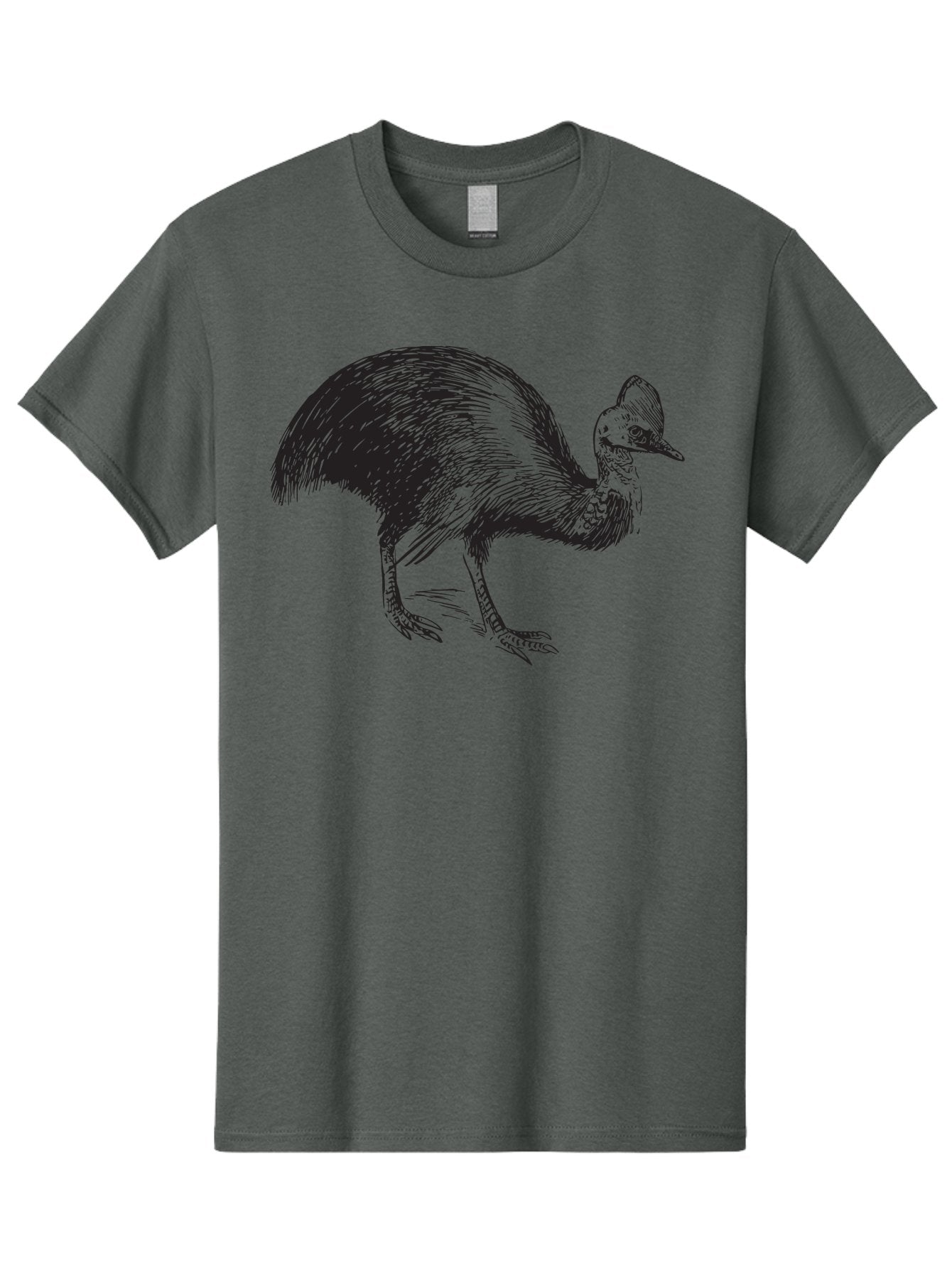 Cassowary Men'S Graphic Tee, 100% Cotton, Comfortable Casual Summer Wear, Machine Washable, Cassowary Bird, Black And White Illustration, Large Flightless Bird, Native Australian Wildlife, Exotic Species, Birdwatching, Wildlife Conservation, Aad863 6