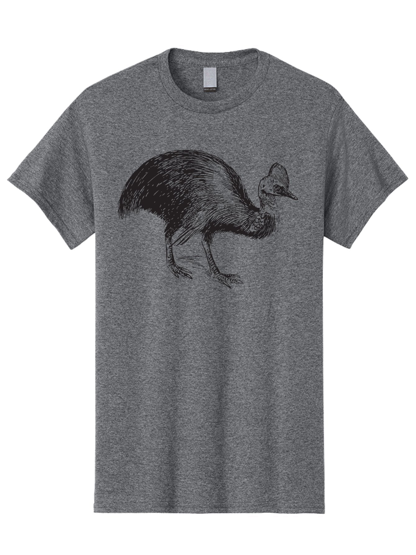 Cassowary Men'S Graphic Tee, 100% Cotton, Comfortable Casual Summer Wear, Machine Washable, Cassowary Bird, Black And White Illustration, Large Flightless Bird, Native Australian Wildlife, Exotic Species, Birdwatching, Wildlife Conservation, Aad863 14