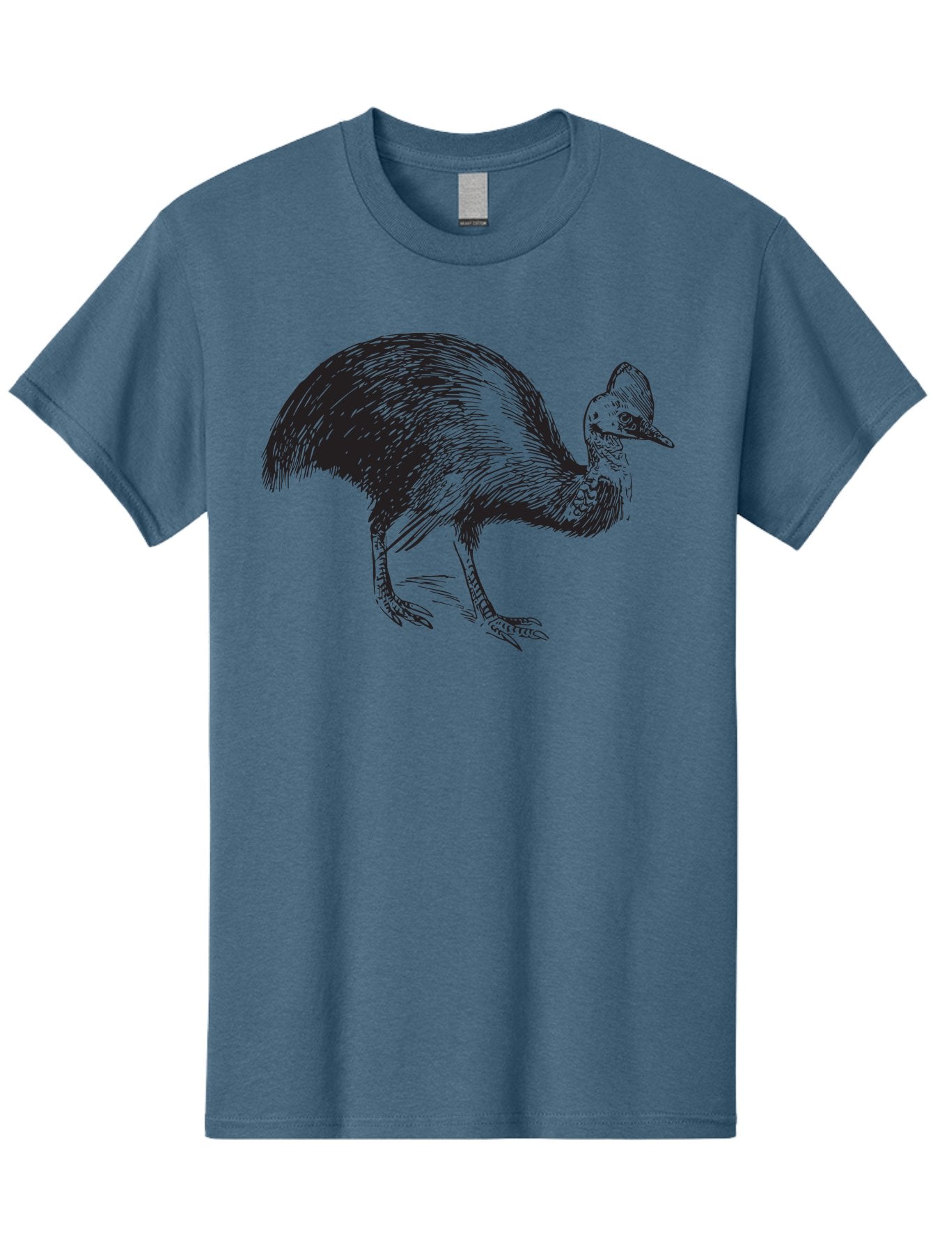 Cassowary Men'S Graphic Tee, 100% Cotton, Comfortable Casual Summer Wear, Machine Washable, Cassowary Bird, Black And White Illustration, Large Flightless Bird, Native Australian Wildlife, Exotic Species, Birdwatching, Wildlife Conservation, Aad863 5